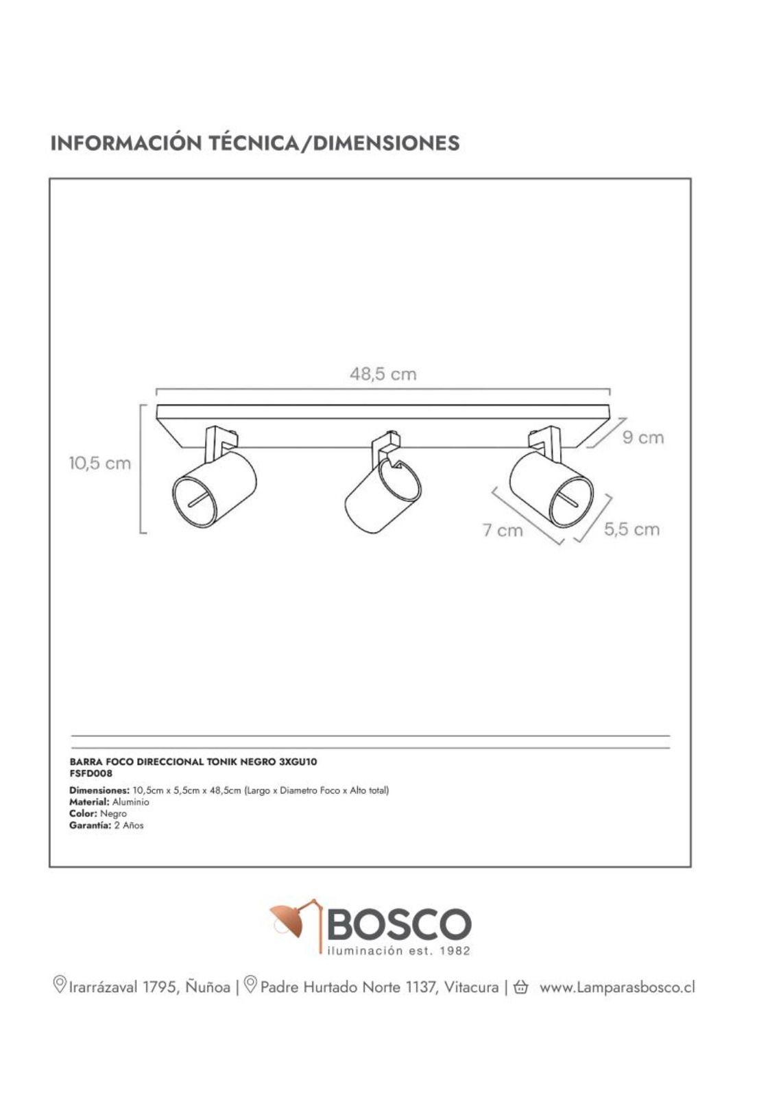 BARRA TONIK NEGRO 3XGU10-4