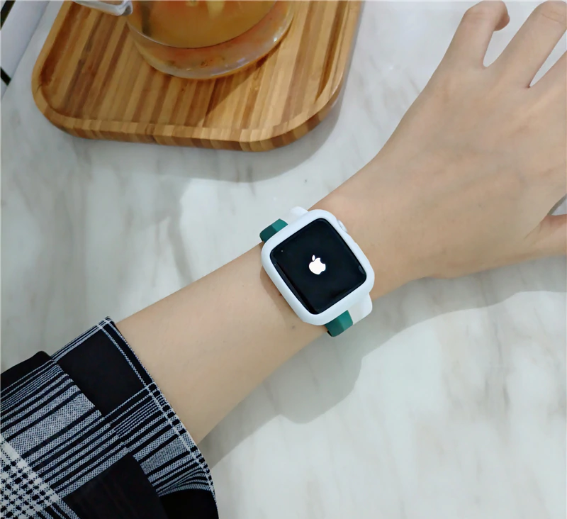 Pulsera Apple Watch Verde-Blanco 42-44mm-1