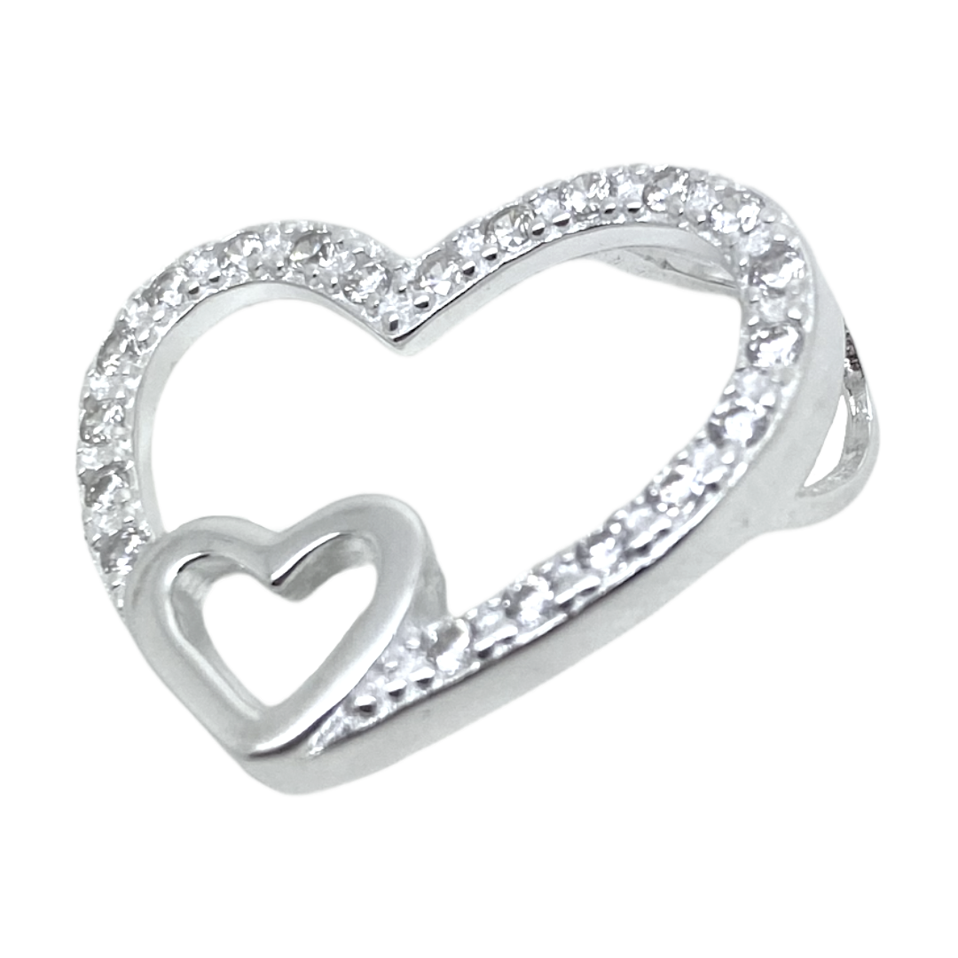 Dije 2 corazones de piedras italiana -0