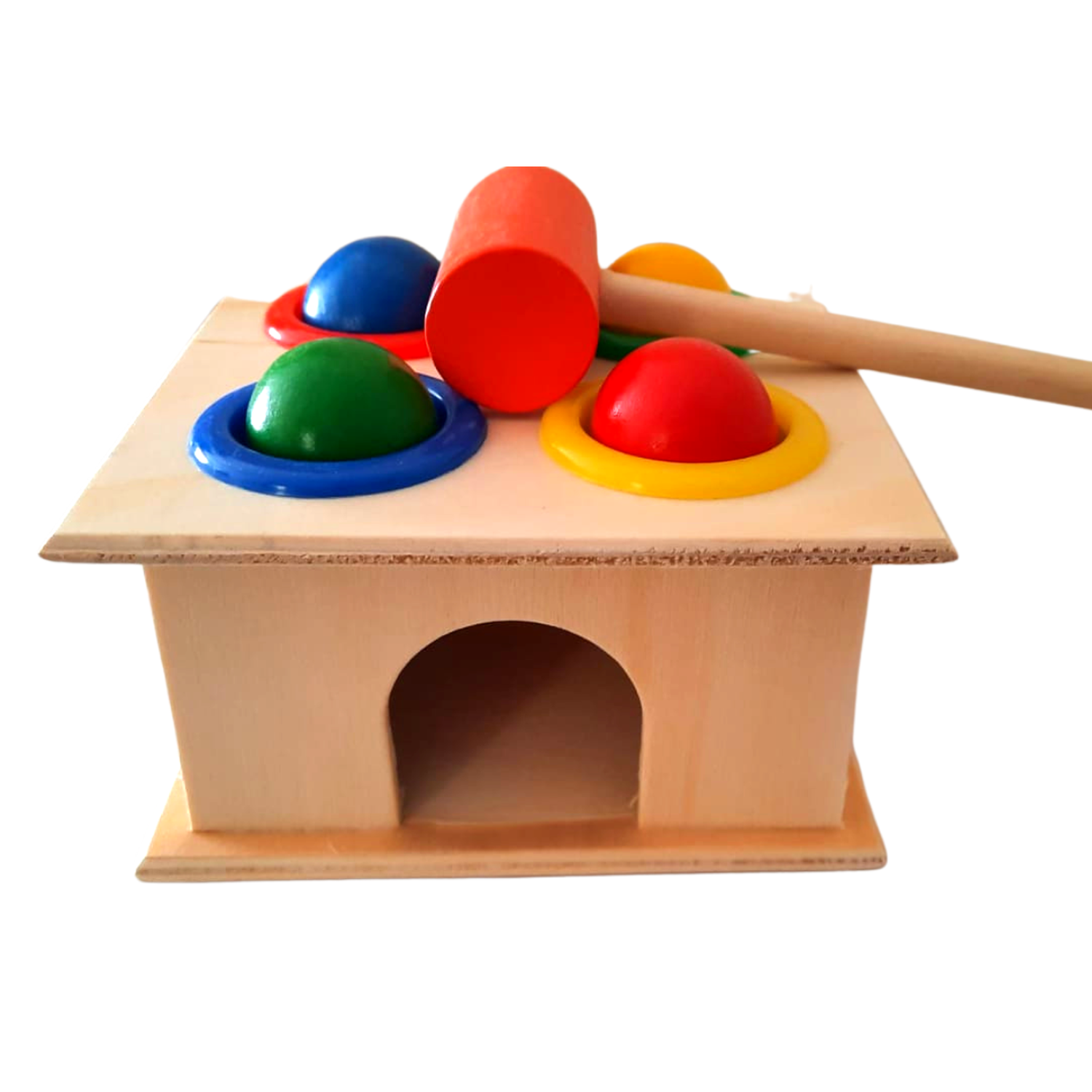 Caja Martillo Didactico Motricidad Juguete Madera Montessori-0