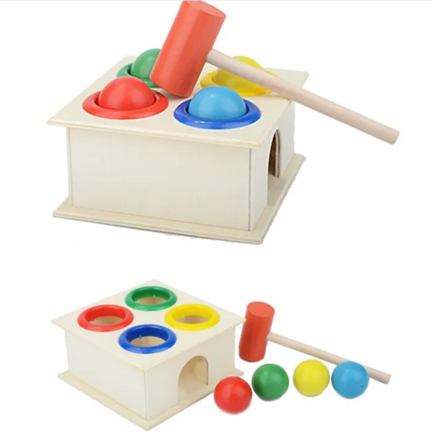 Caja Martillo Didactico Motricidad Juguete Madera Montessori-3