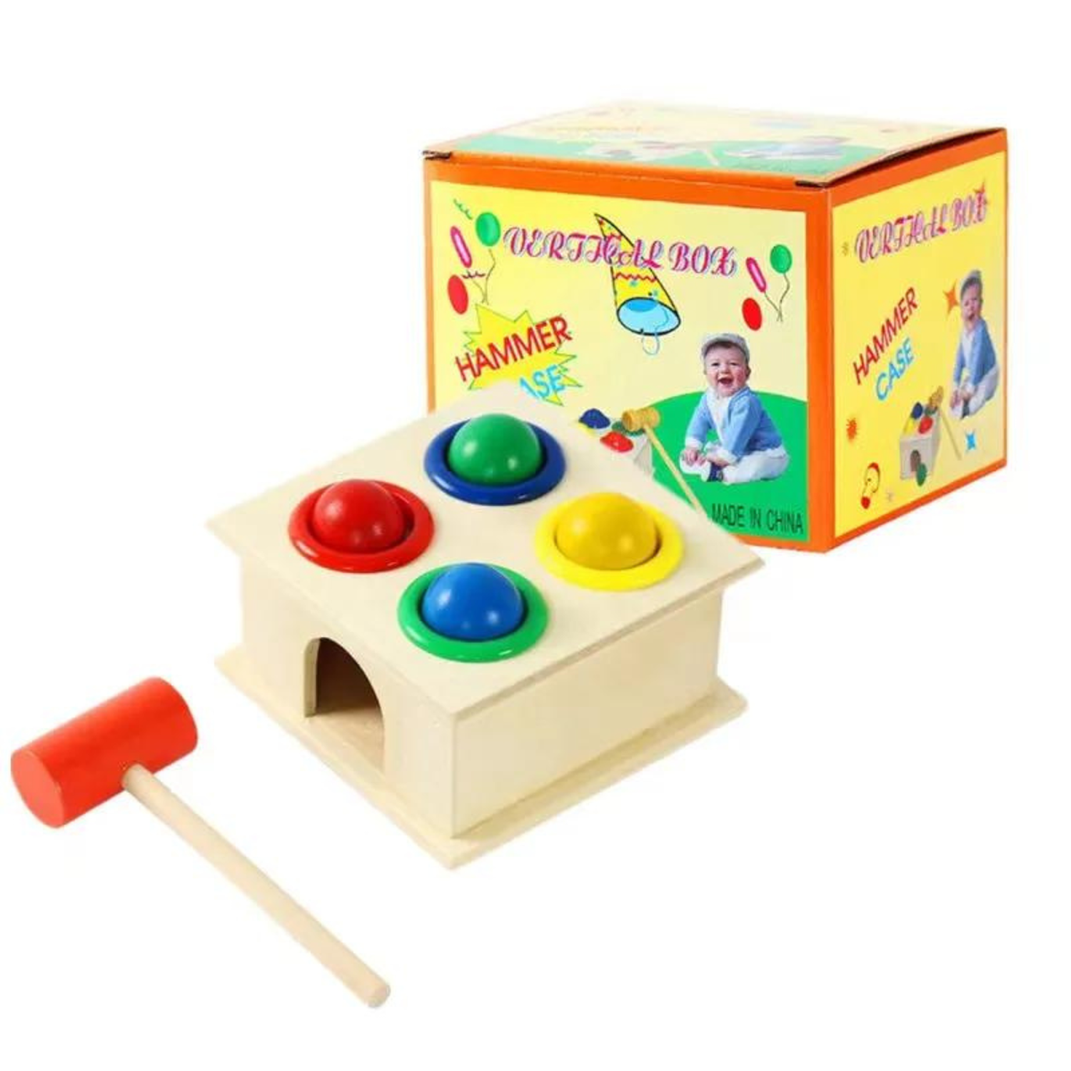 Caja Martillo Didactico Motricidad Juguete Madera Montessori-6