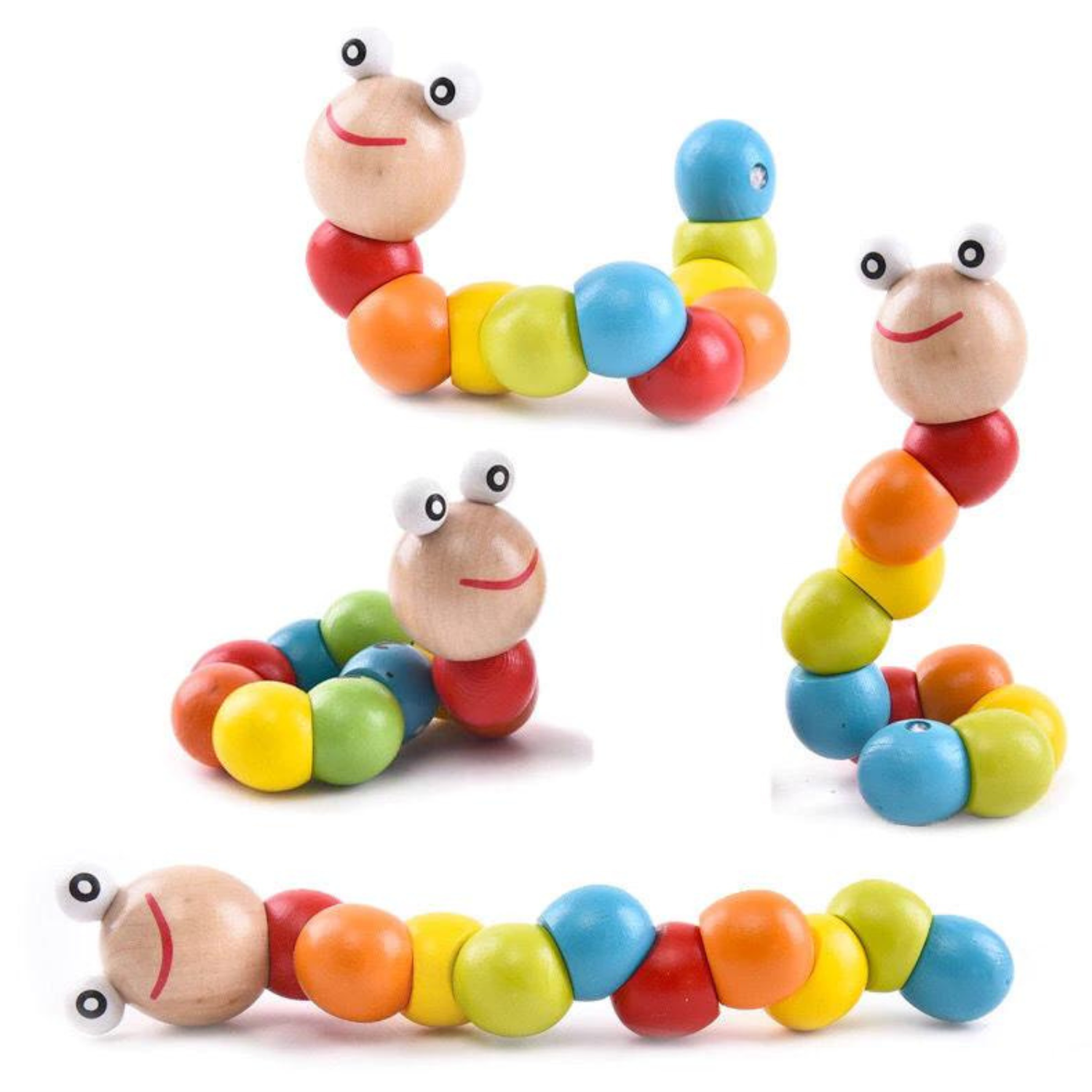 Juguete Para Bebe Y Niño Gusano Madera Montessori-0
