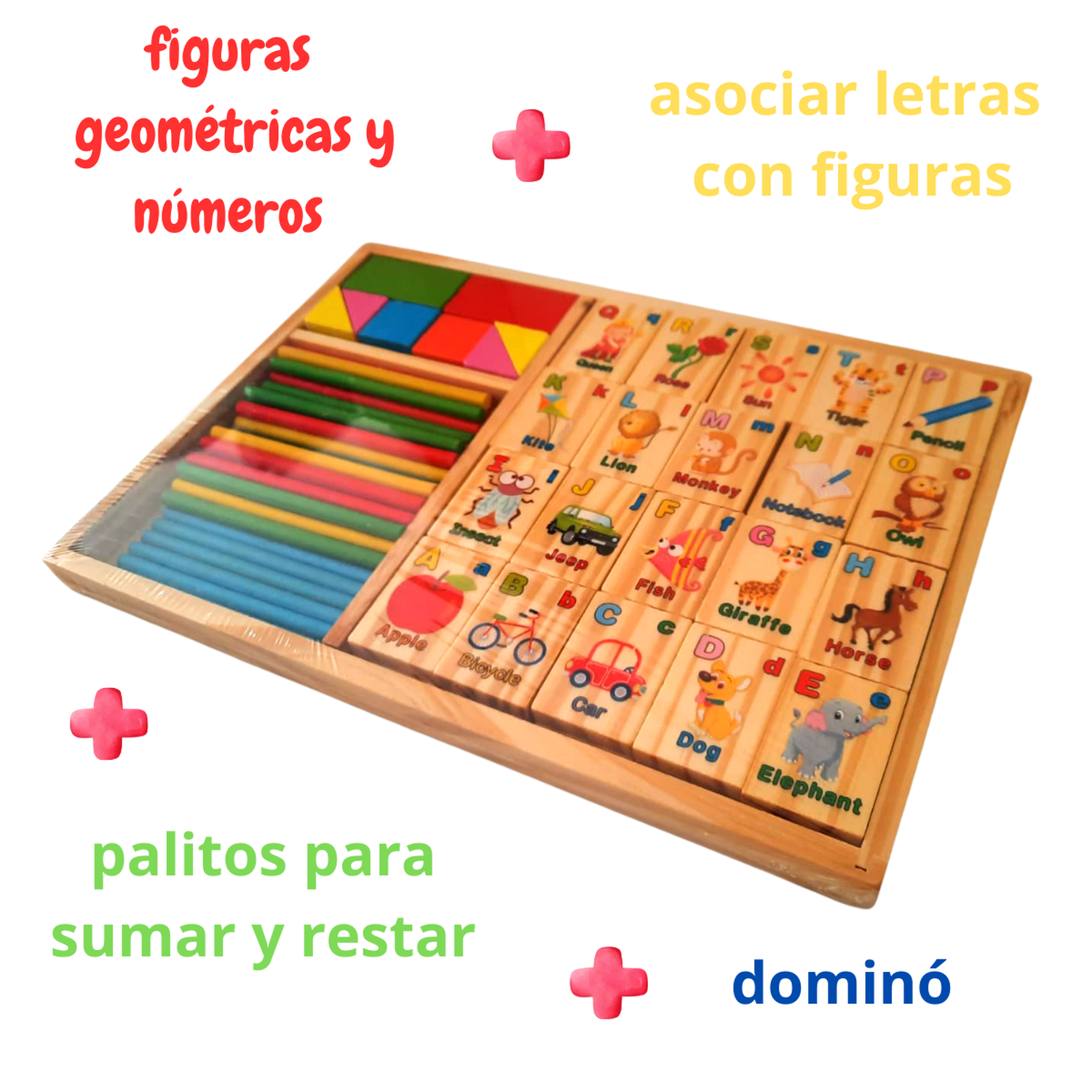 Juguete montessori aprender sumar restar letras y figuras-0