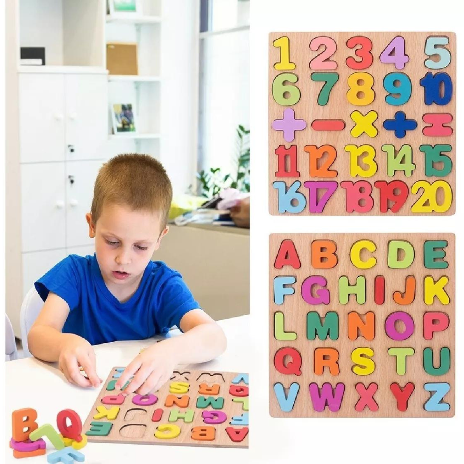 Tabla Encaje Abecedario Y Números Didáctico Madera Niño-1