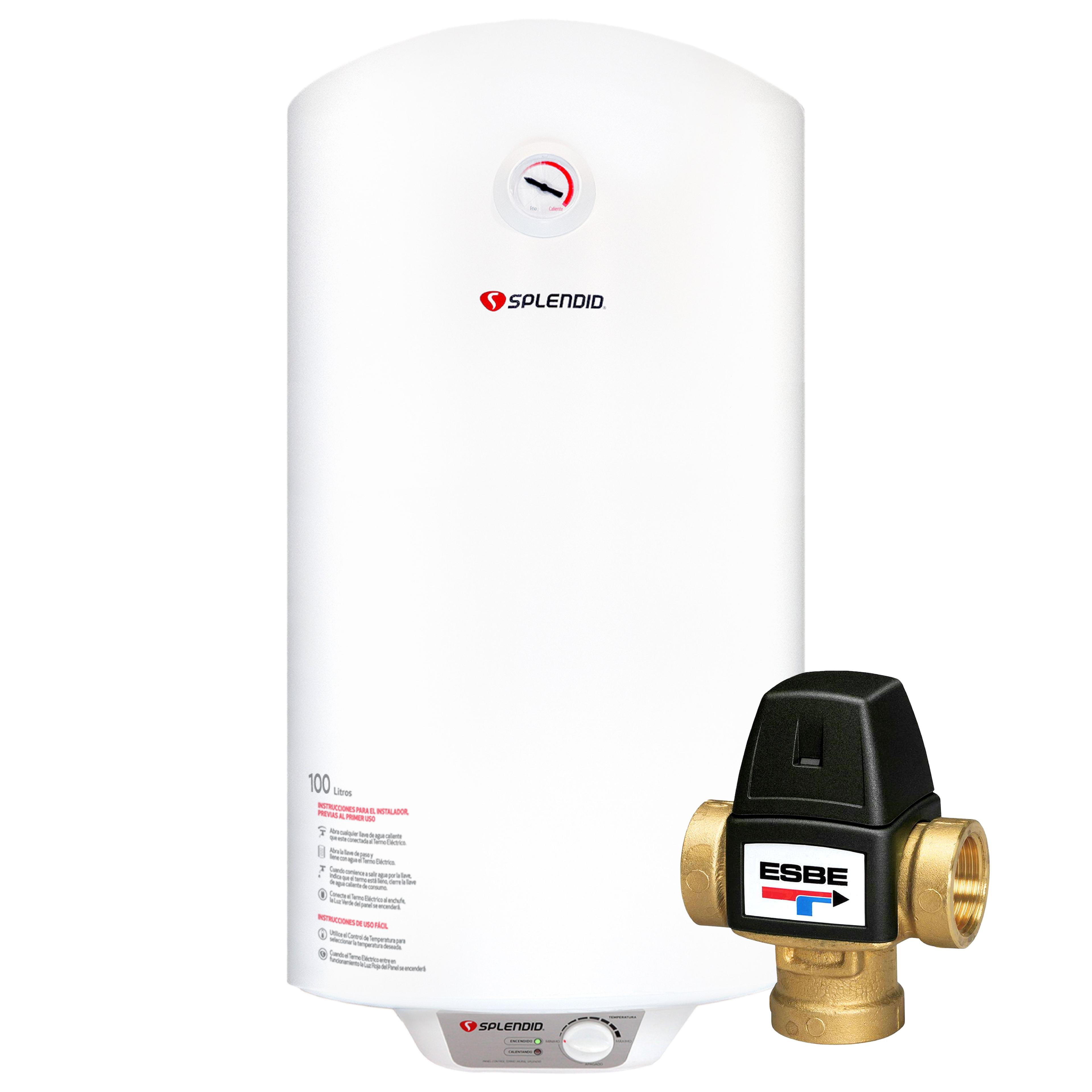Pack Termo Eléctrico 100L Mural + Válvula Mezcladora 3/4-0
