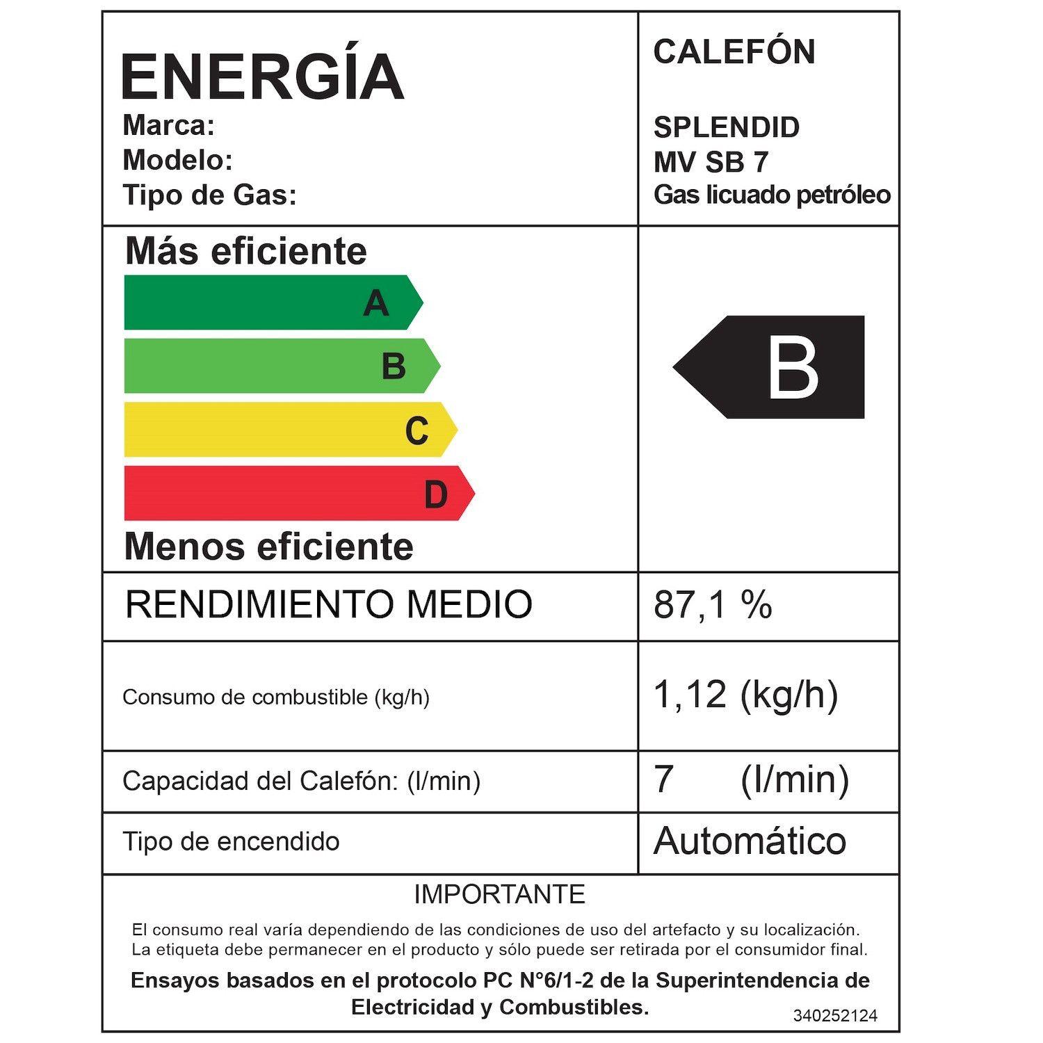 Calefont 7 litros Gas licuado Tiro natural Splendid-9