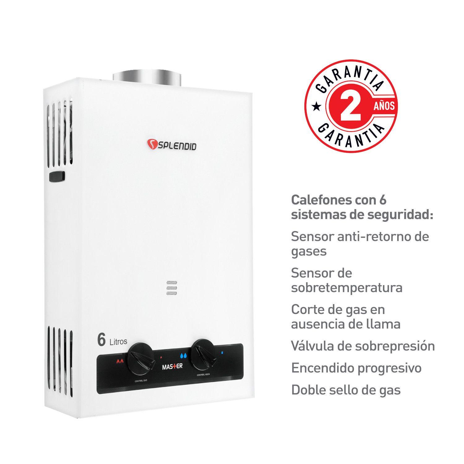 Calefont 6 litros Gas licuado Tiro natural Splendid-3