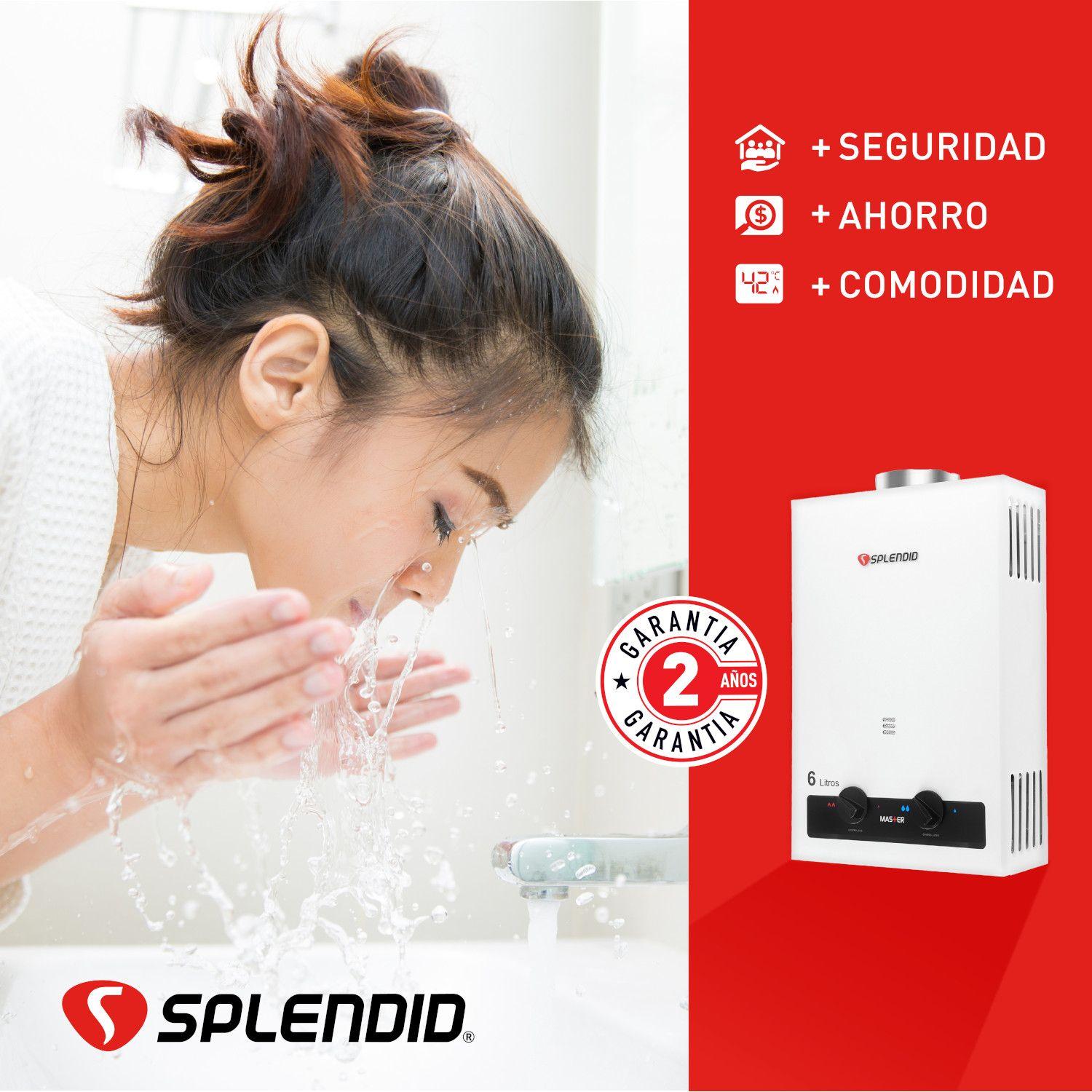 Calefont 6 litros Gas licuado Tiro natural Splendid-4