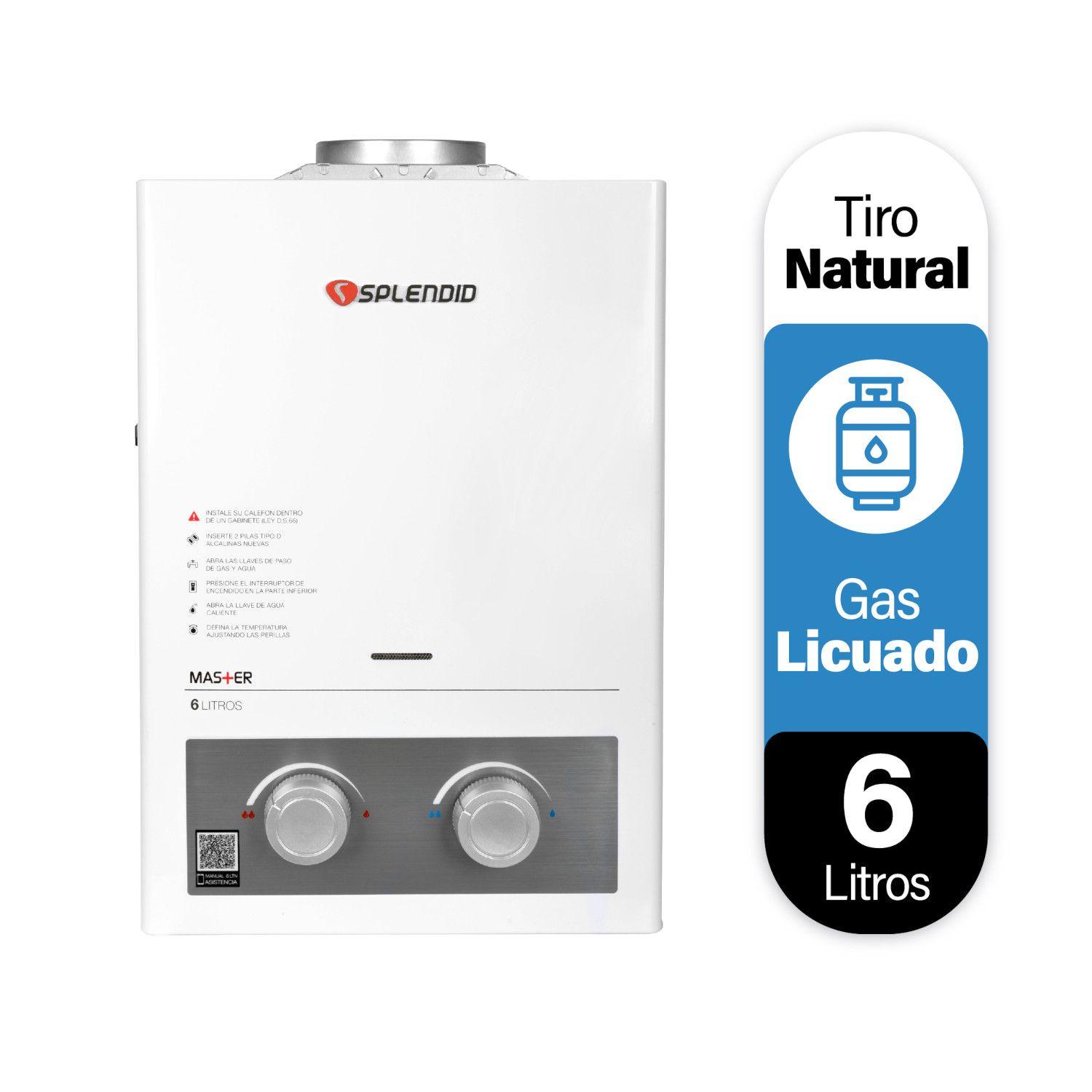 Calefont 6 litros Gas licuado Tiro natural Splendid-1
