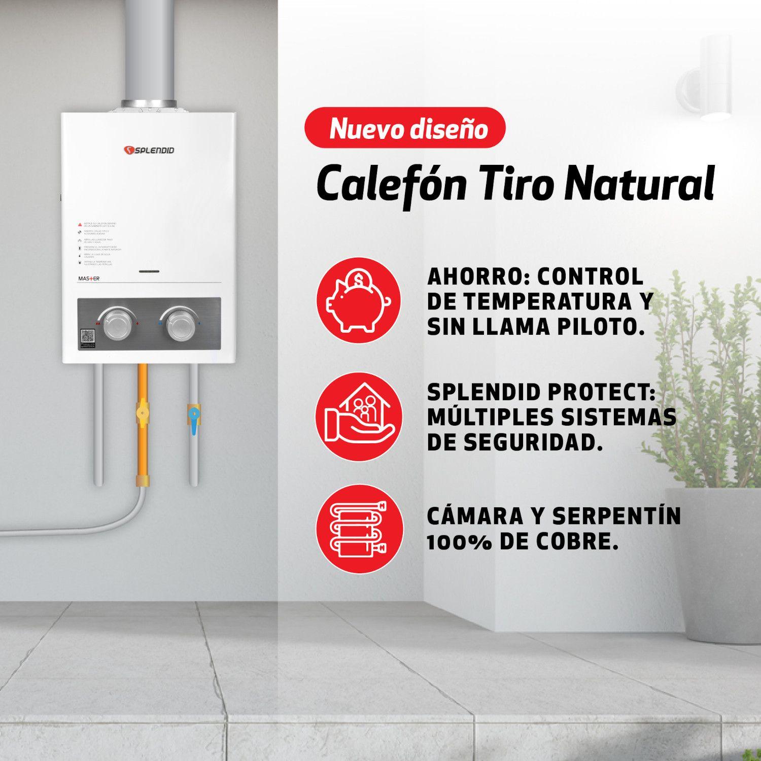 Calefont 6 litros Gas licuado Tiro natural Splendid-3