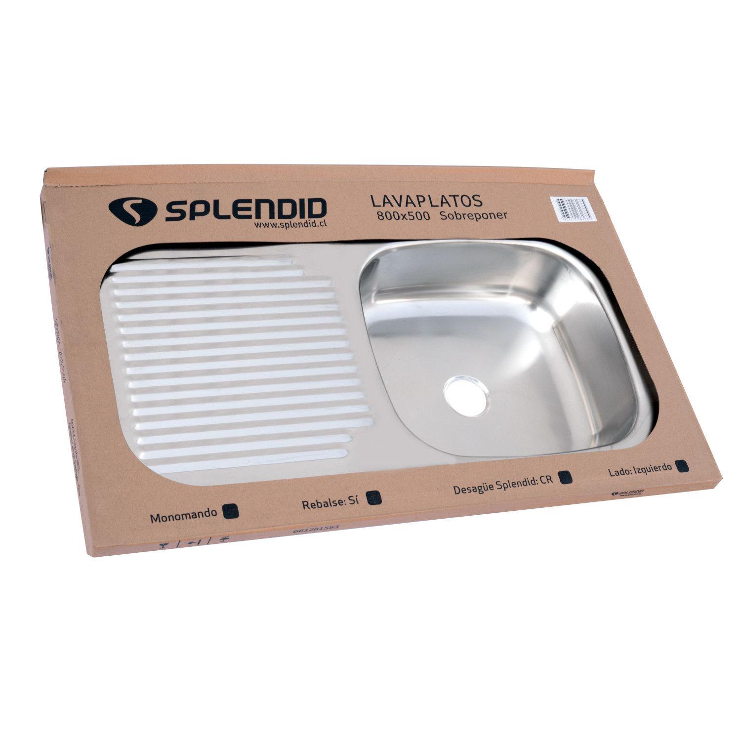 Lavaplatos Sobreponer 800x500 Izquierdo Monomando Splendid-3