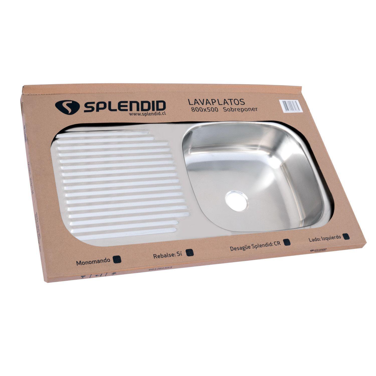 Lavaplatos Sobreponer 800x500 Izquierdo Monomando Splendid-3