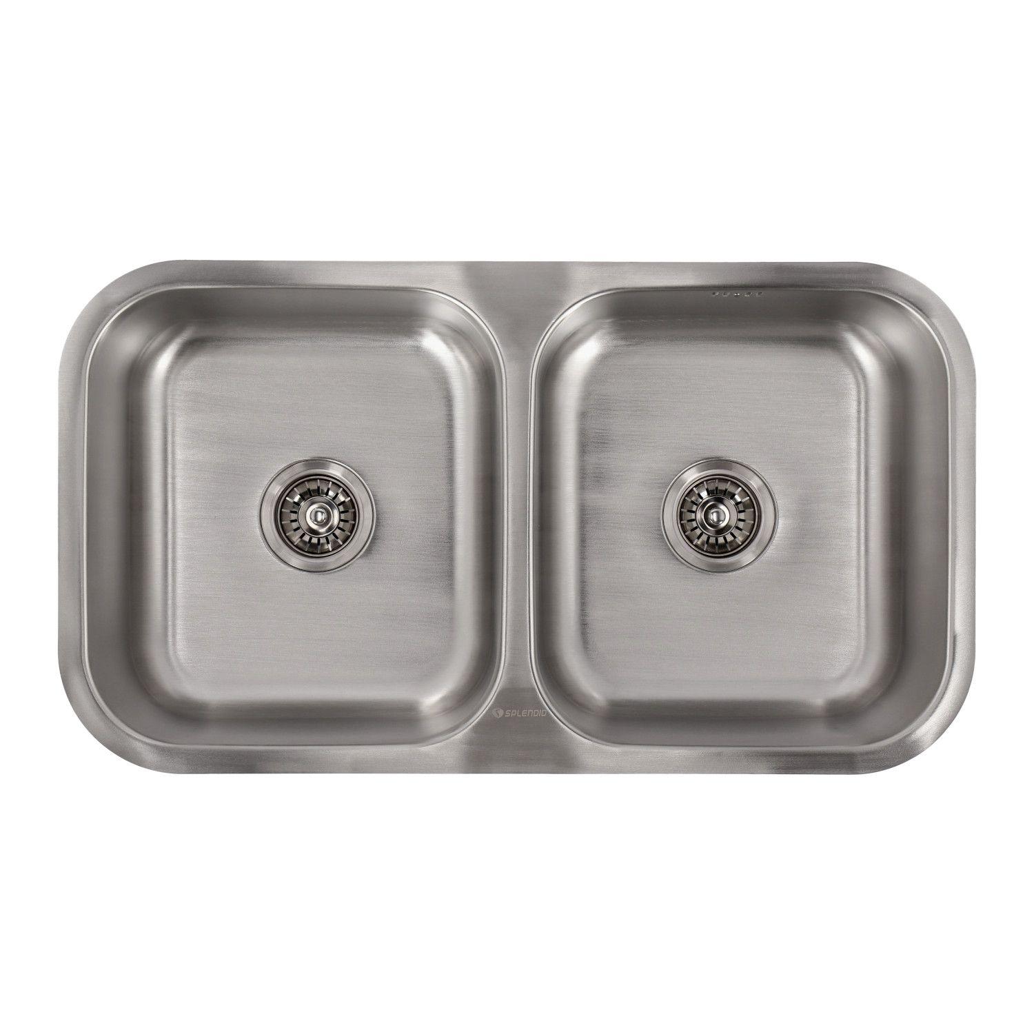 Lavaplatos Doble Bajo Cubierta 820 X 460 Splendid Acero Inox-5