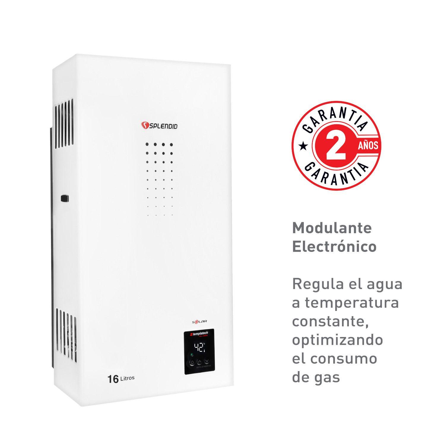 Calefont 16 litros Gas natural Tiro natural Splendid-3
