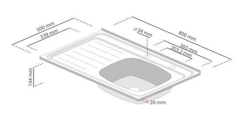 Lavaplatos Sobreponer 800x500 Combinación Derecho Splendid-2