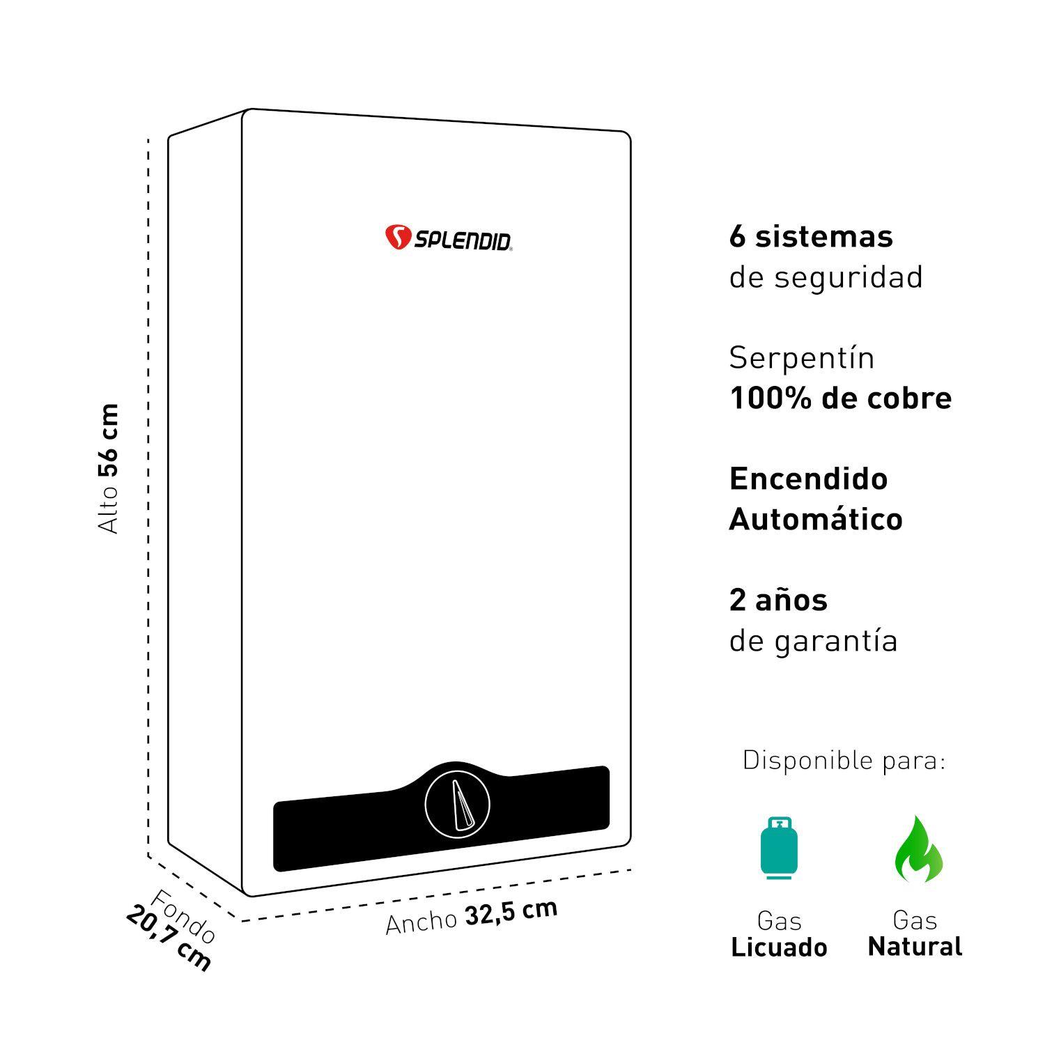 Pack Calefont 10 Litros Gas Licuado Tiro Natural + Regulador-2
