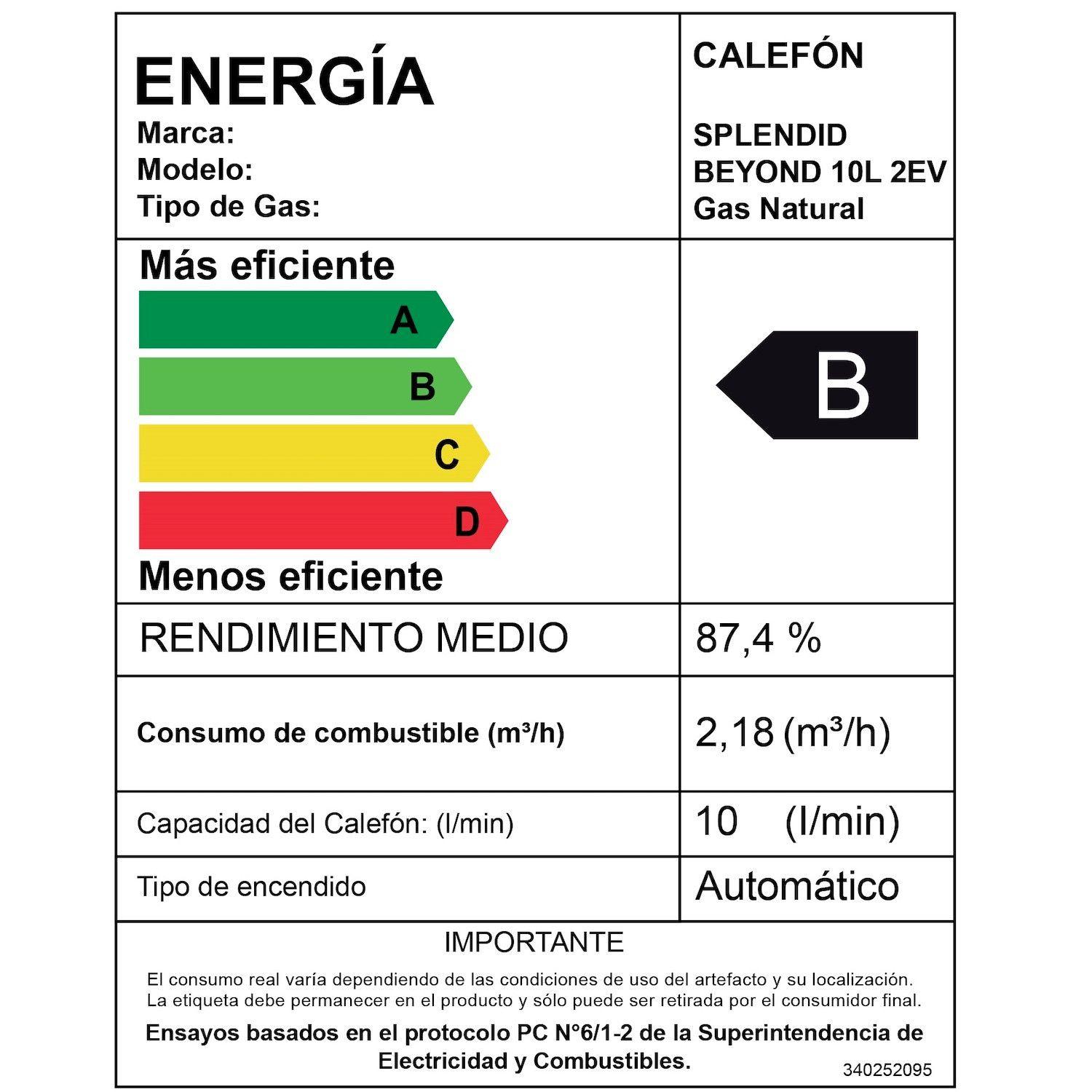 Calefont 10 litros Gas natural Tiro natural Splendid-6