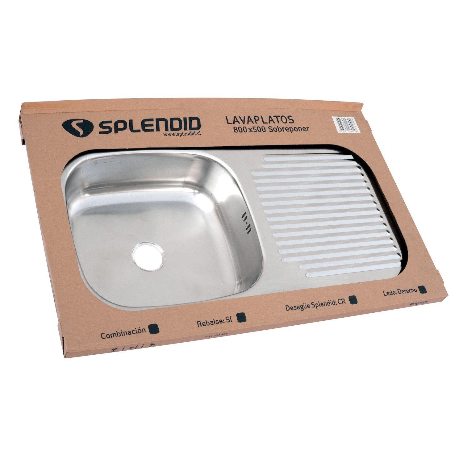 Lavaplatos 800X500 Con Rebalse Sobreponer Comb. Derecho-3