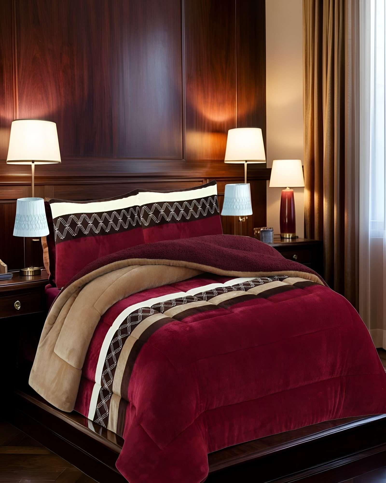 COBERTOR SHERPA PLAZA Y MEDIA 180X200CM BURDEO B7-2