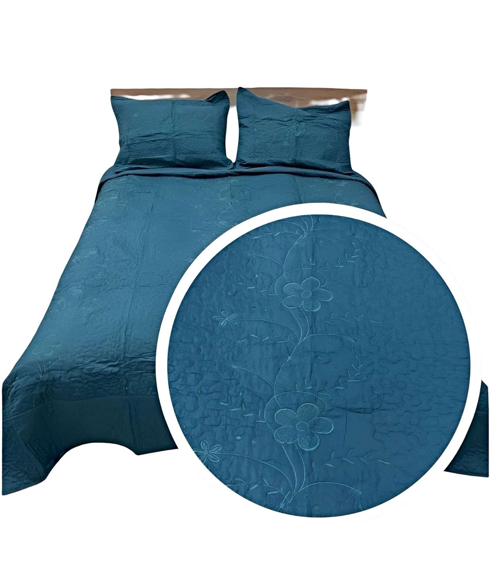 CUBRECAMA QUILT DE VERANO PLAZA Y MEDIA BORDADO A9-1