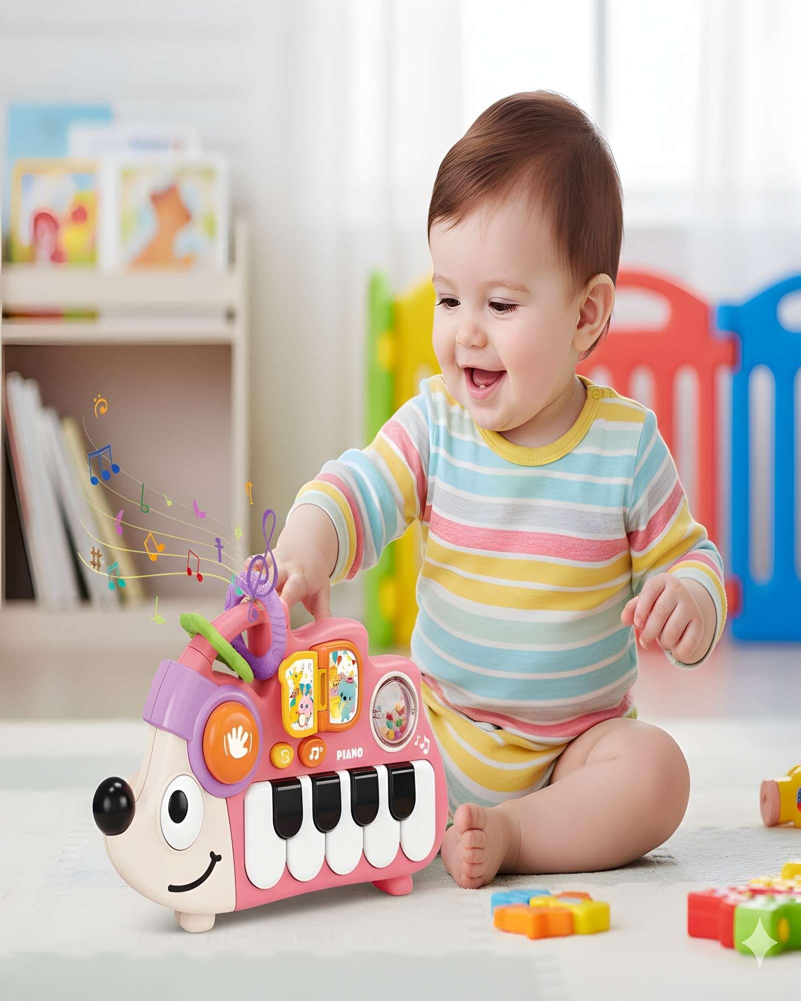 Juguete Piano de Erizo Interactivo Rosa-3