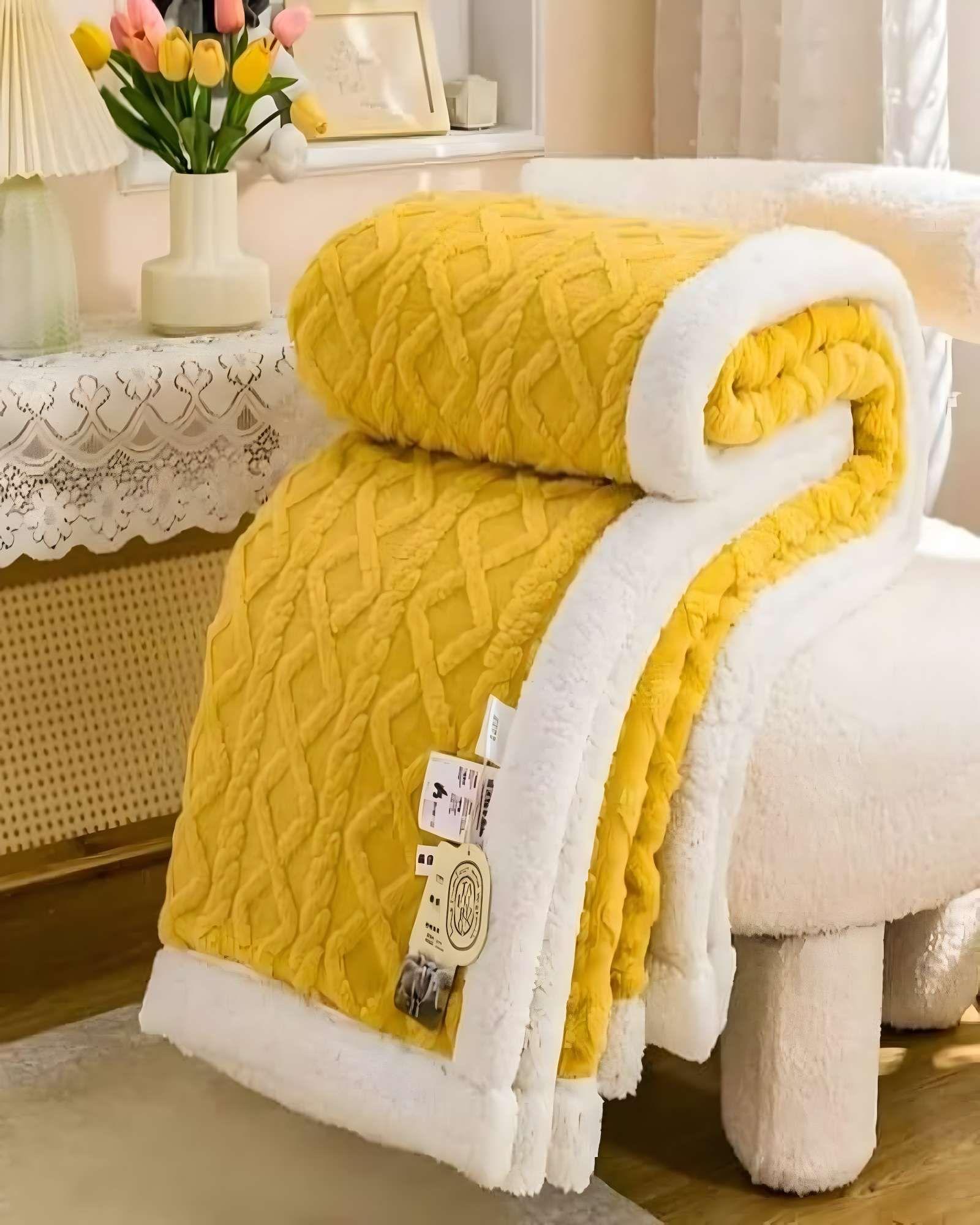 FRAZADAS KING AMARILLO 230x250 cm-2