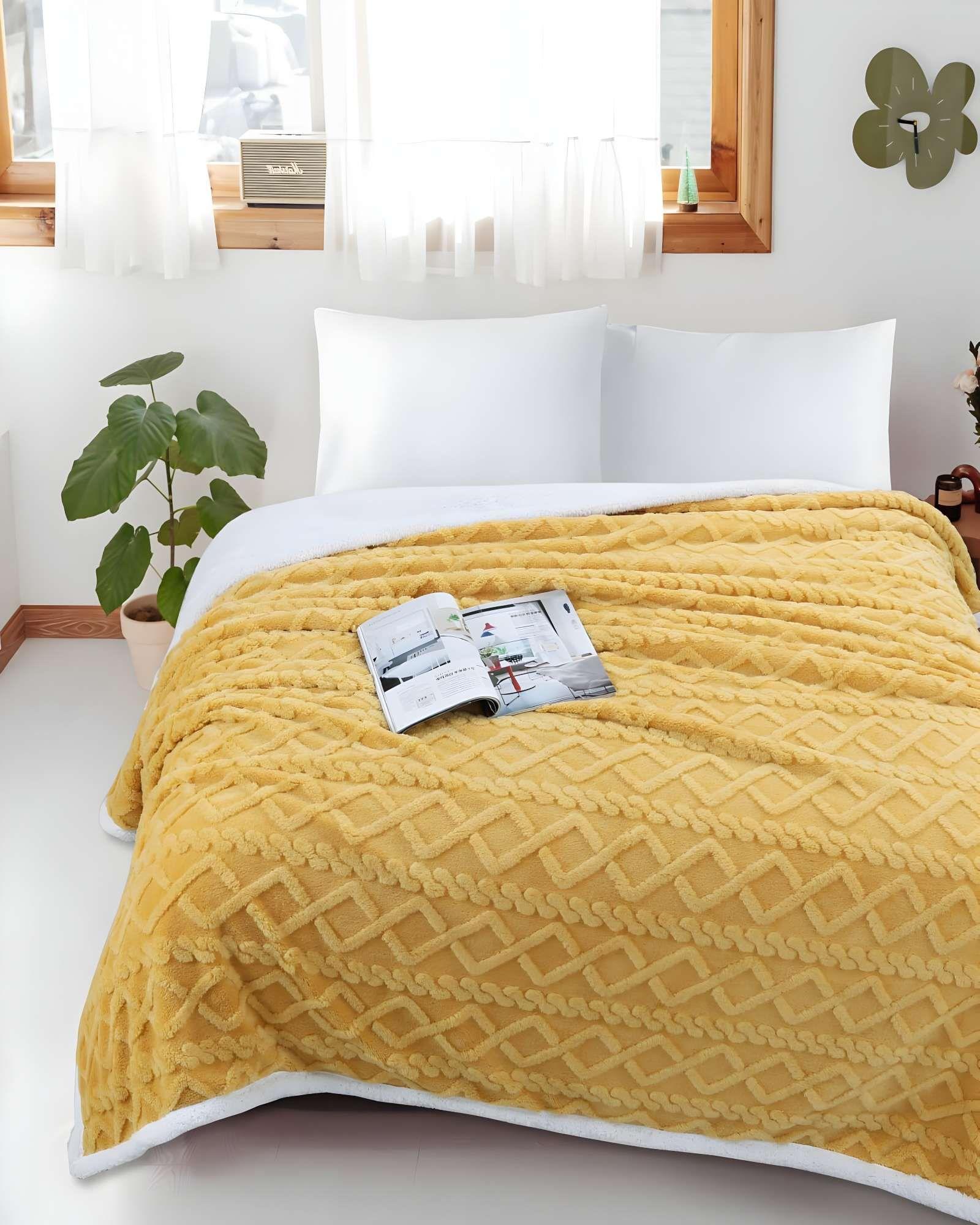 FRAZADAS KING AMARILLO 230x250 cm-3