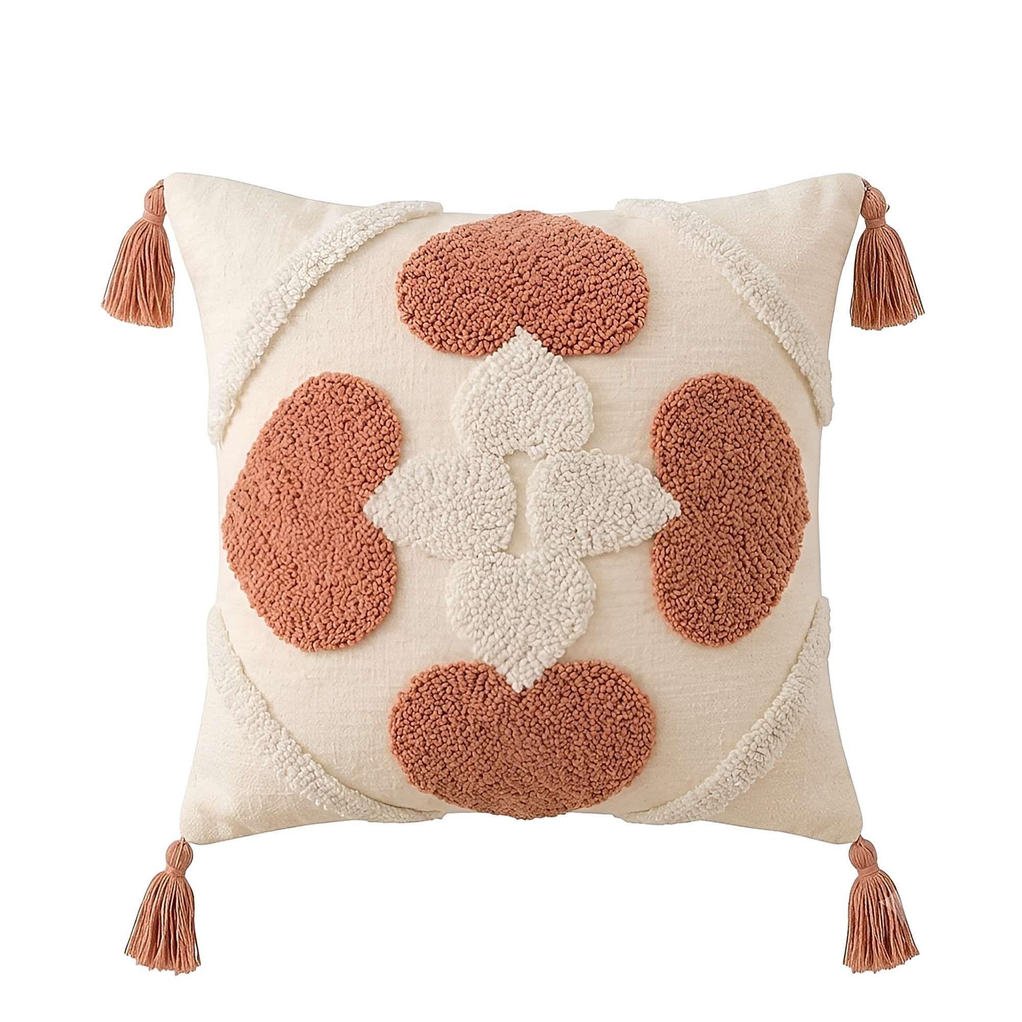 SET DE 2 FUNDAS DE COJIN BORDADA CON BORLAS 45X45 CM F23-1
