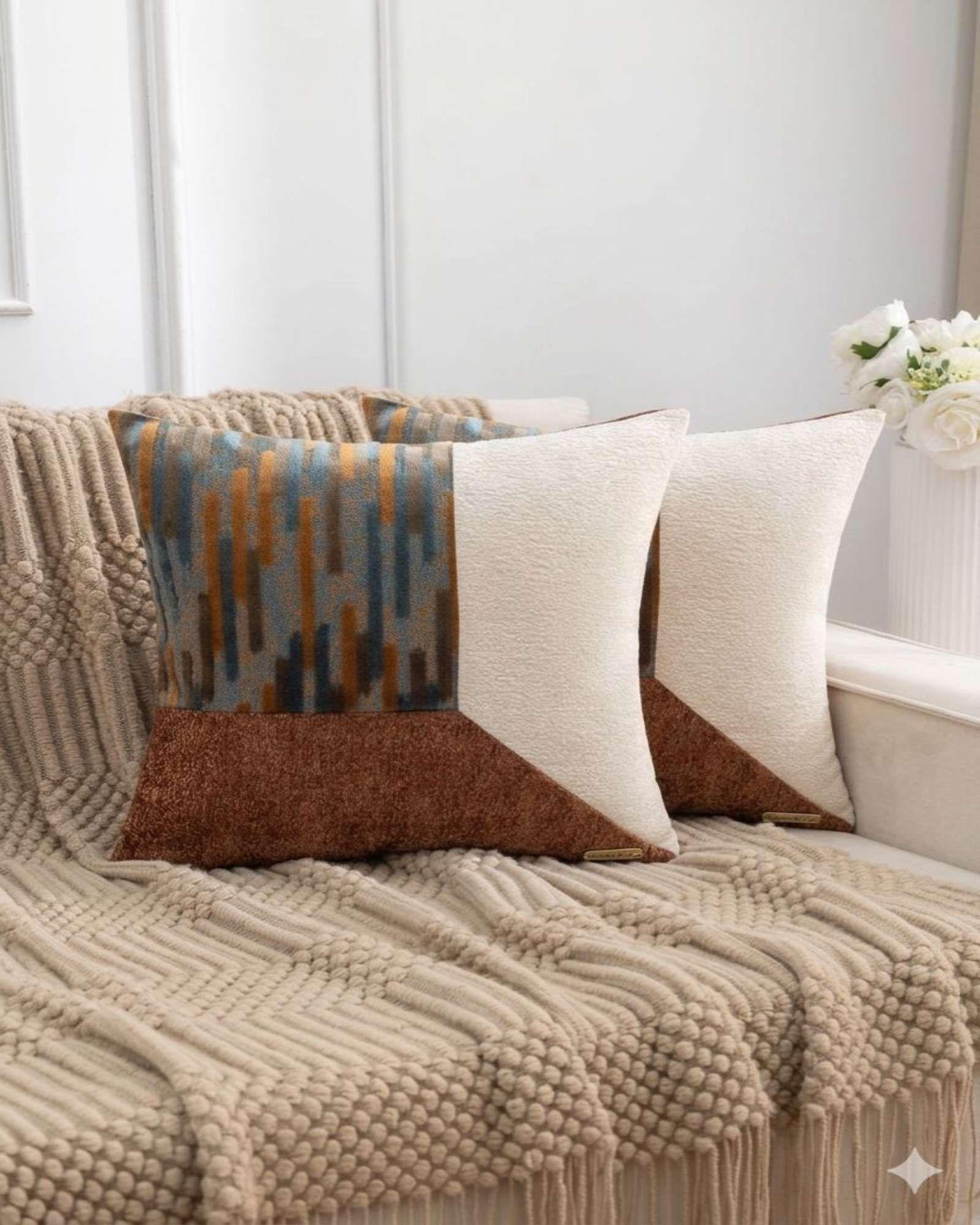 PACK DE 2 FUNDAS DE COJIN CHENILLE DE EMPALME MULTICOLOR 3-2