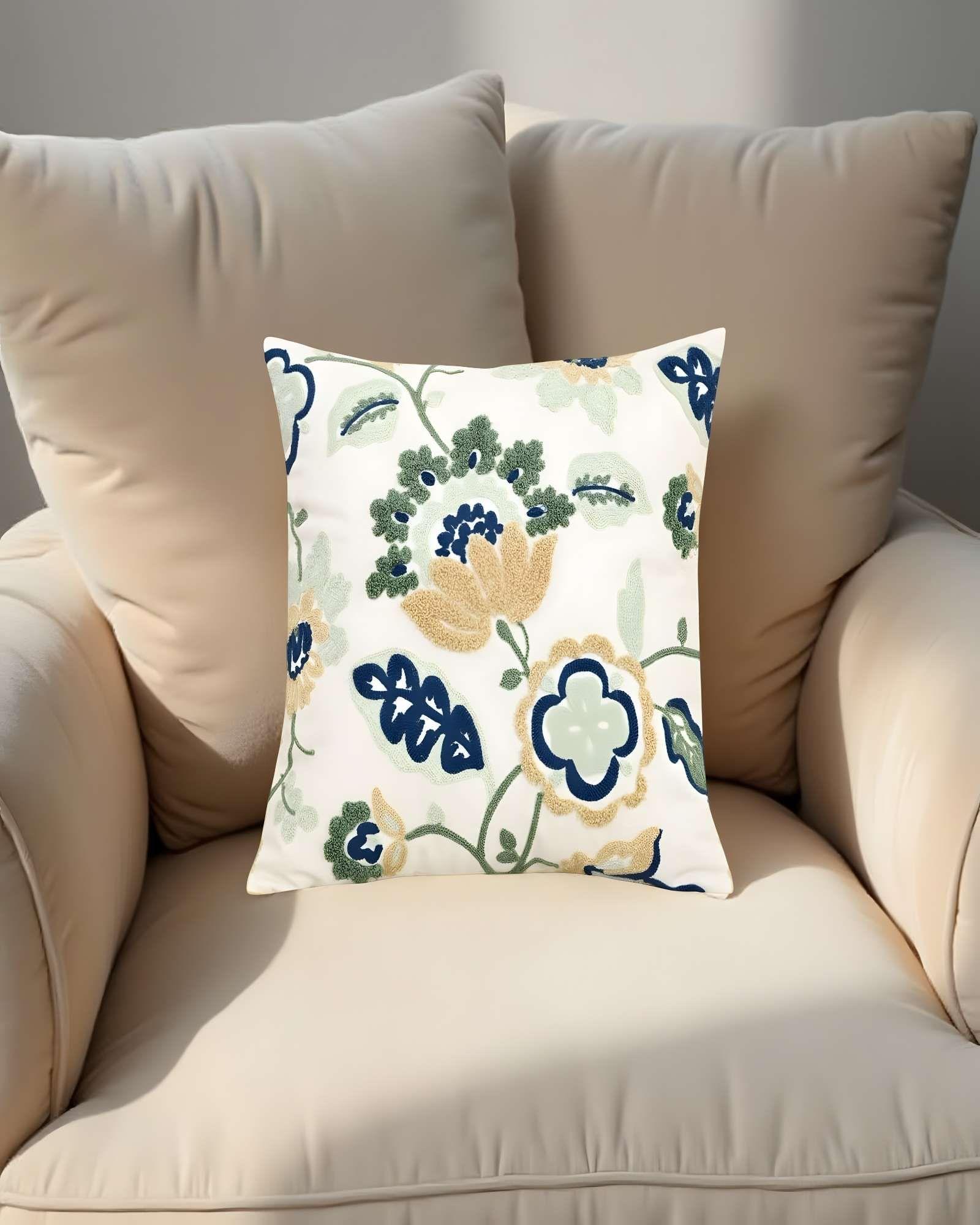 SET DE 4 FUNDAS DE COJIN BORDADAS 45X45CM BLANCO 12-3