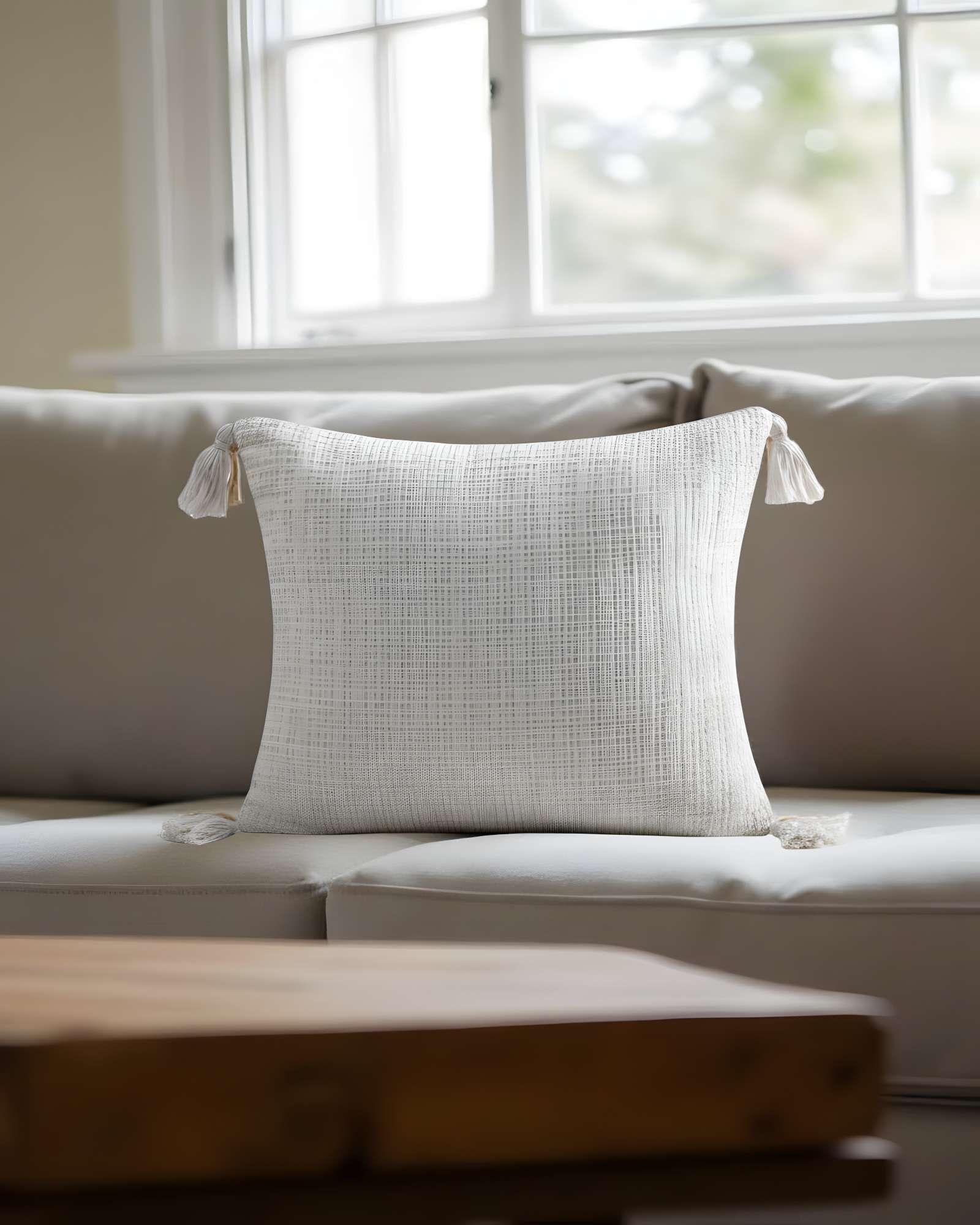 PACK DE 2 FUNDAS DE COJIN CHENILLE CON BORLAS 45X45 BLANCO-2