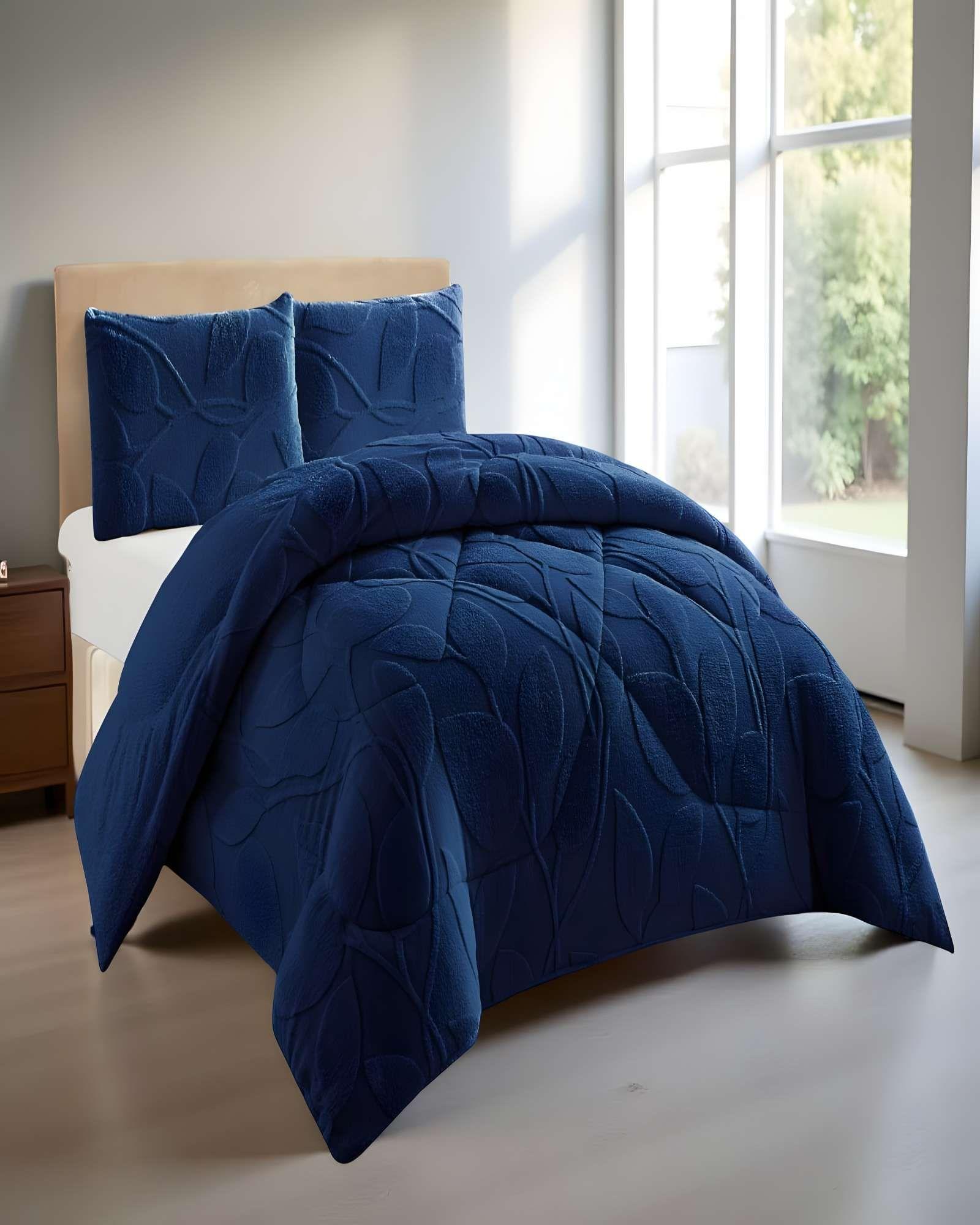 COBERTOR SHERPA TEXTURIZADO RY KING AZUL OSCURO-3