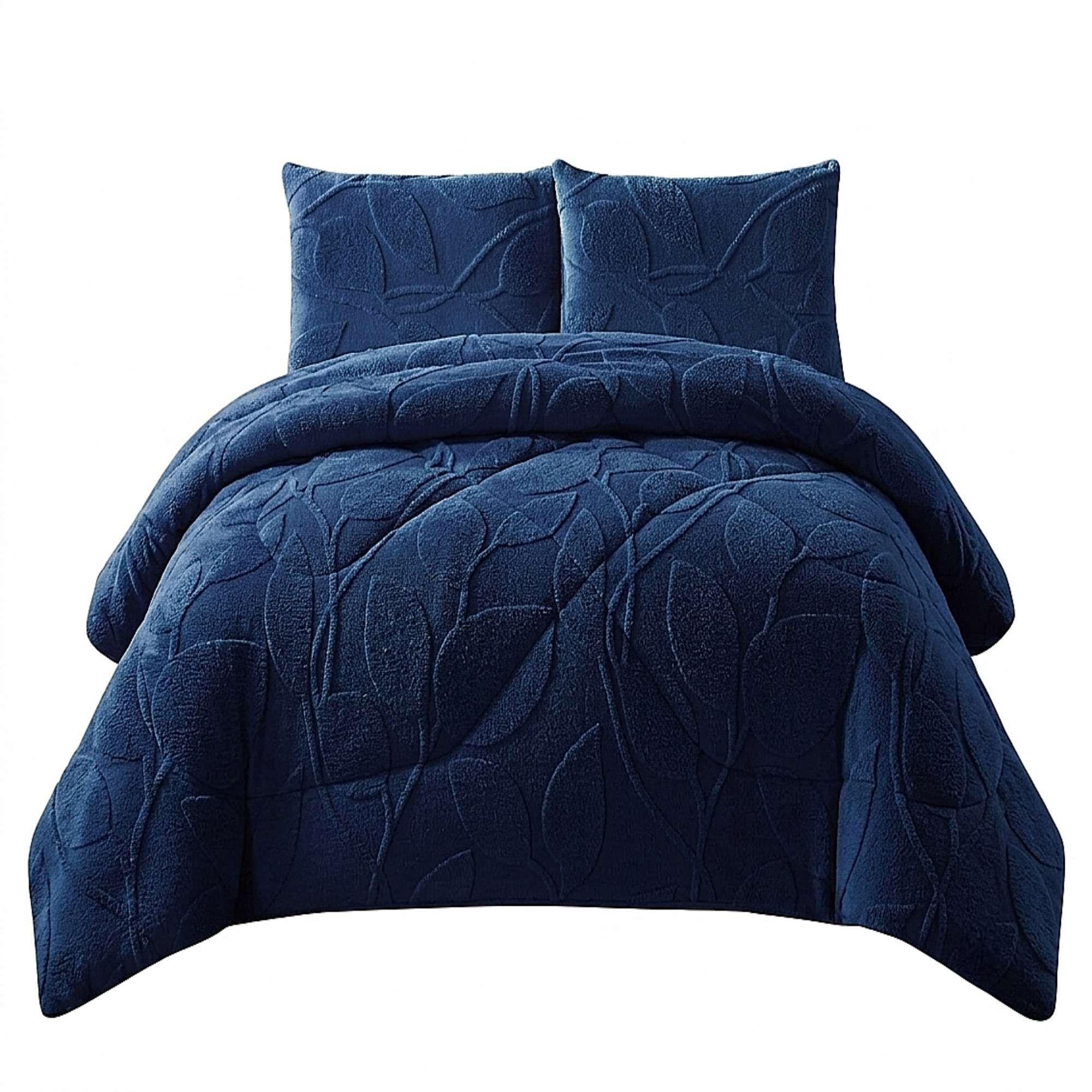 COBERTOR SHERPA TEXTURIZADO RY KING AZUL OSCURO-3