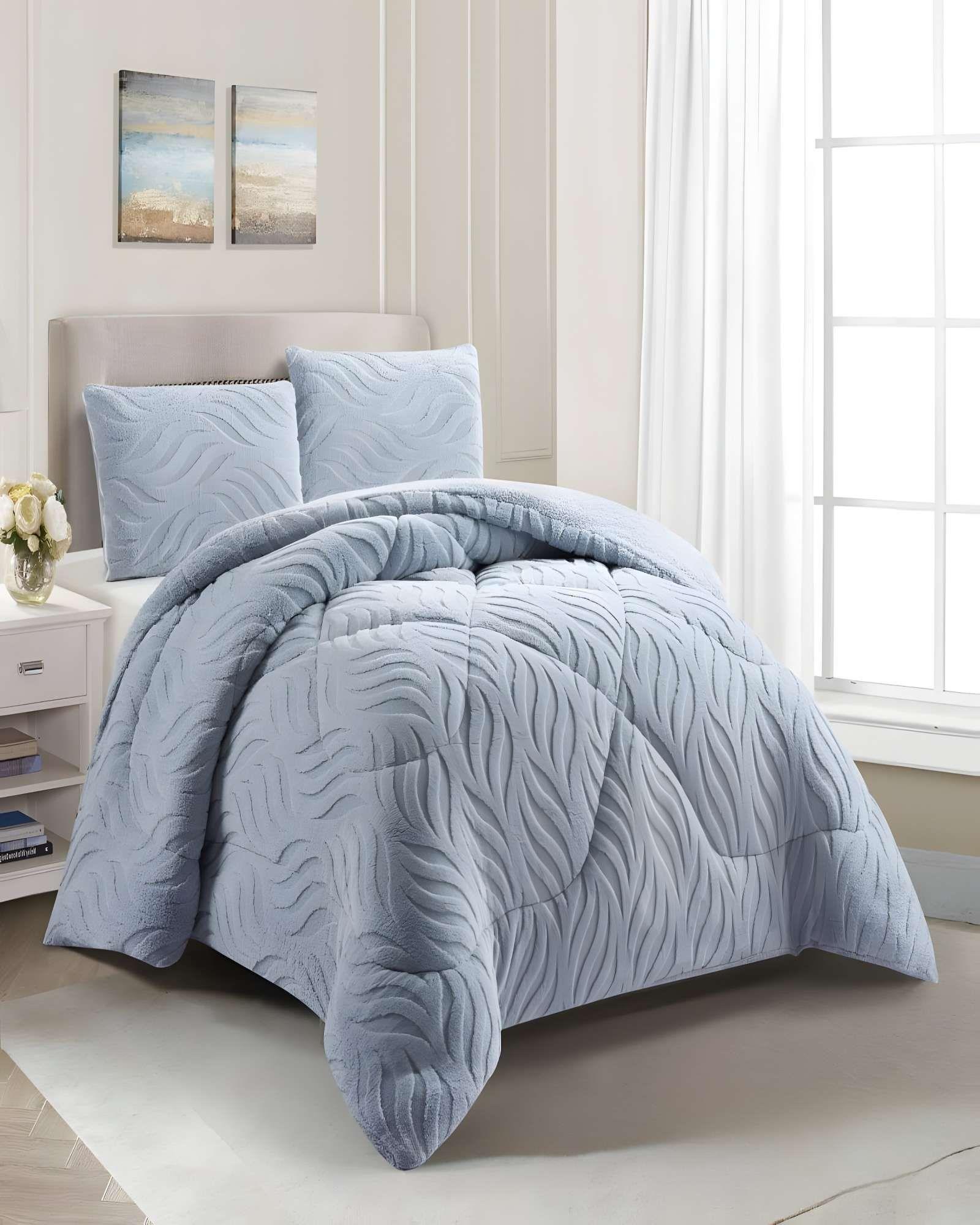 COBERTOR TEXTURIZADA DE INVIERNO DISEÑO 02 KING CELESTE-3