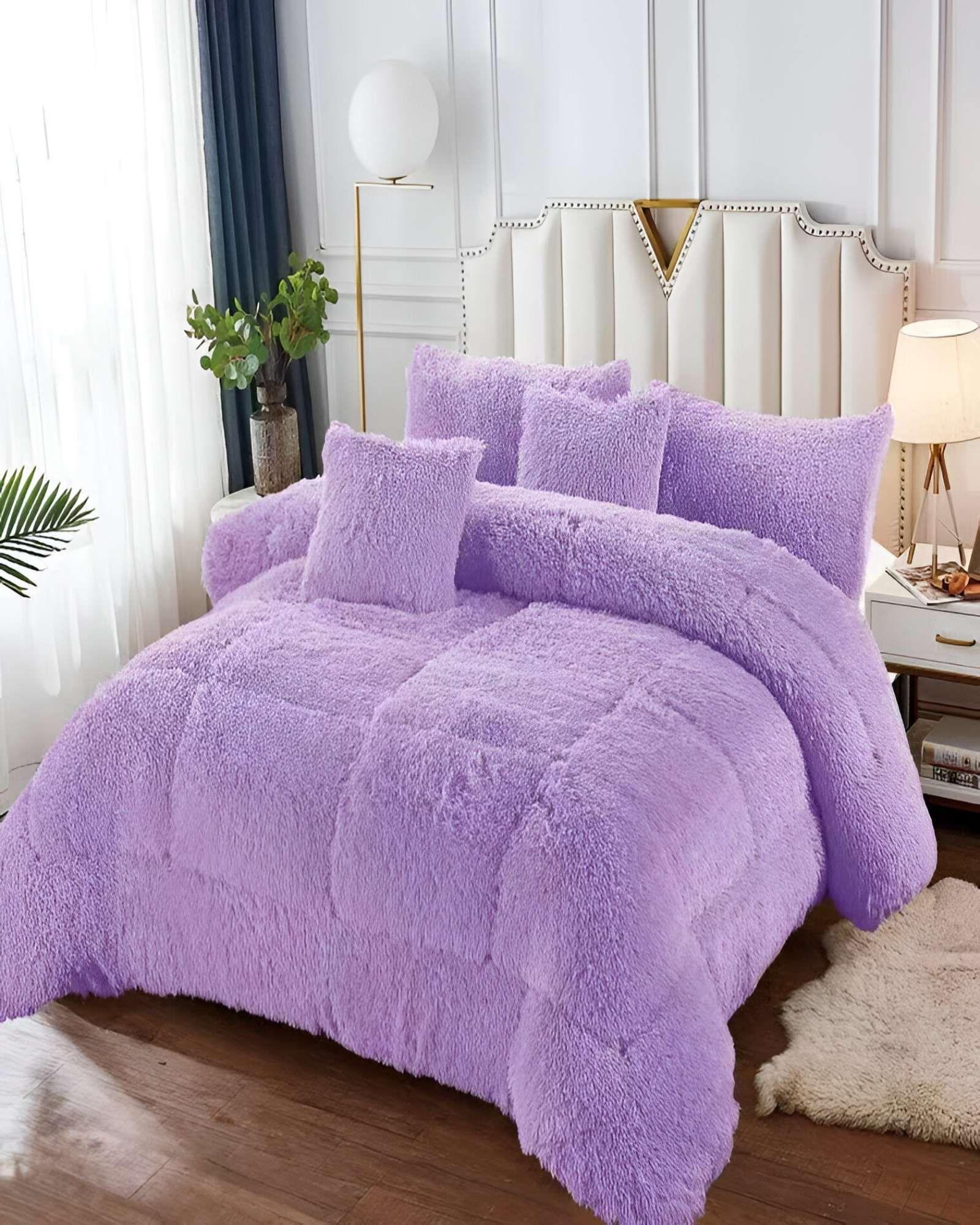 COBERTOR CON CHIPORRO PELUDO 2 PLAZAS 230X250CM LILA-2