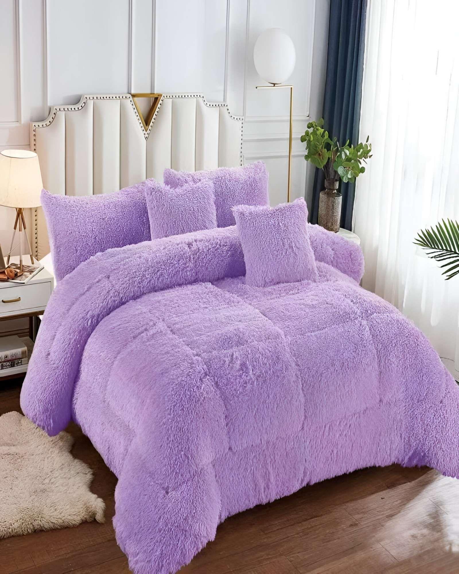 COBERTOR CON CHIPORRO PELUDO 2 PLAZAS 230X250CM LILA-3