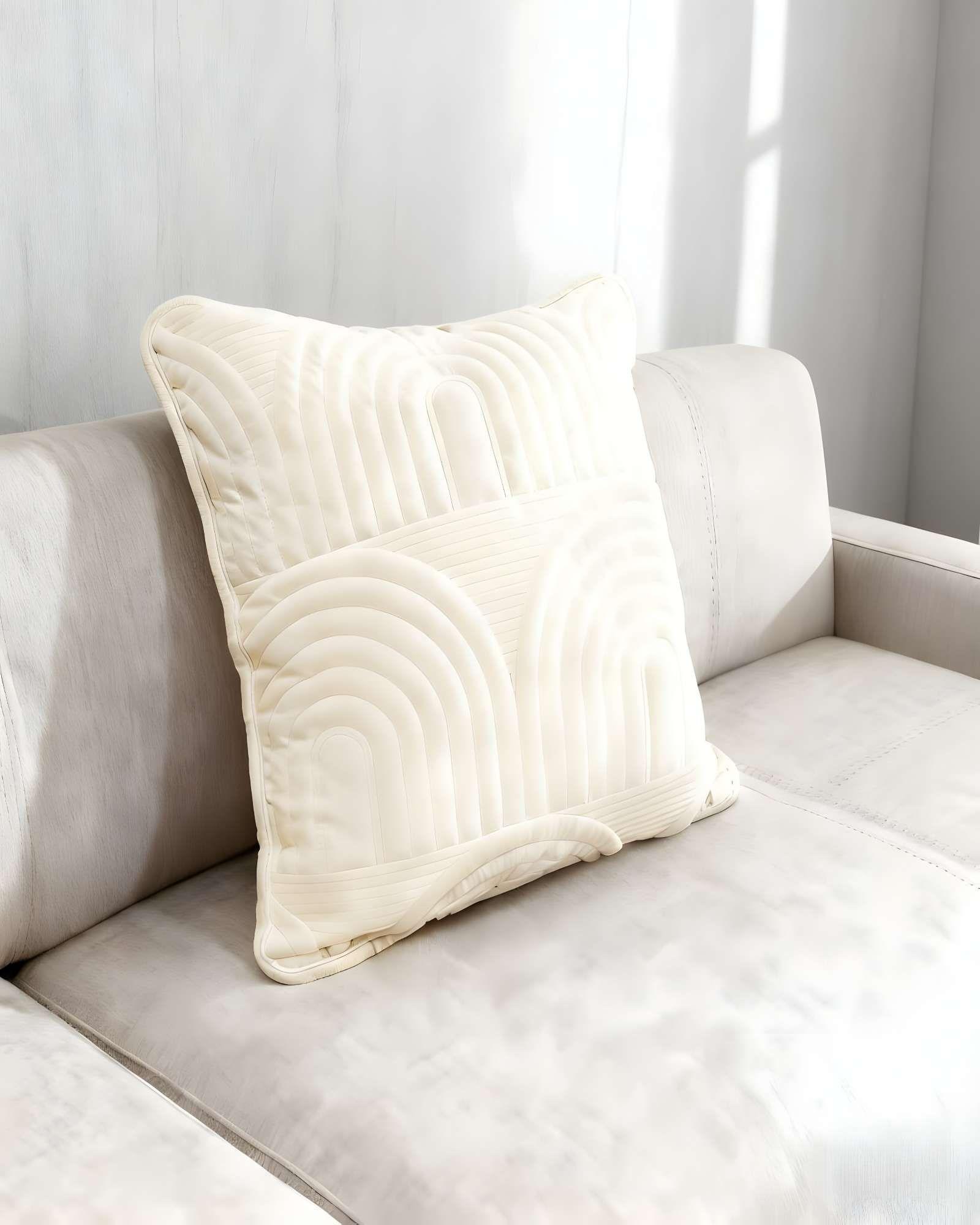 SET DE 4 FUNDAS DE COJIN SERIE ARCO 45X45 CM BLANCO-2