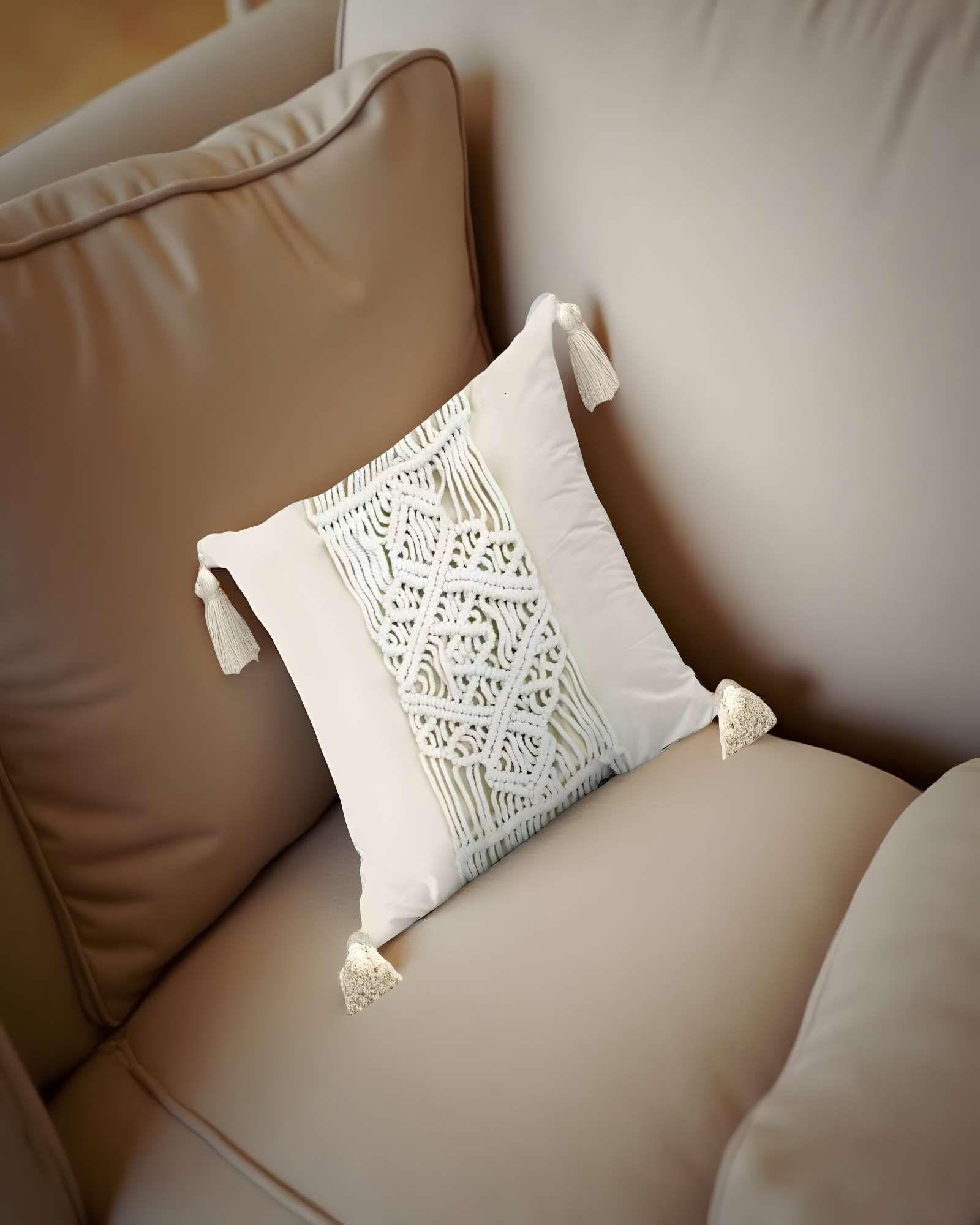 SET DE 4 FUNDAS DE COJIN CON ESTILO BOHEMIO 45X45CM BEIGE 02-2