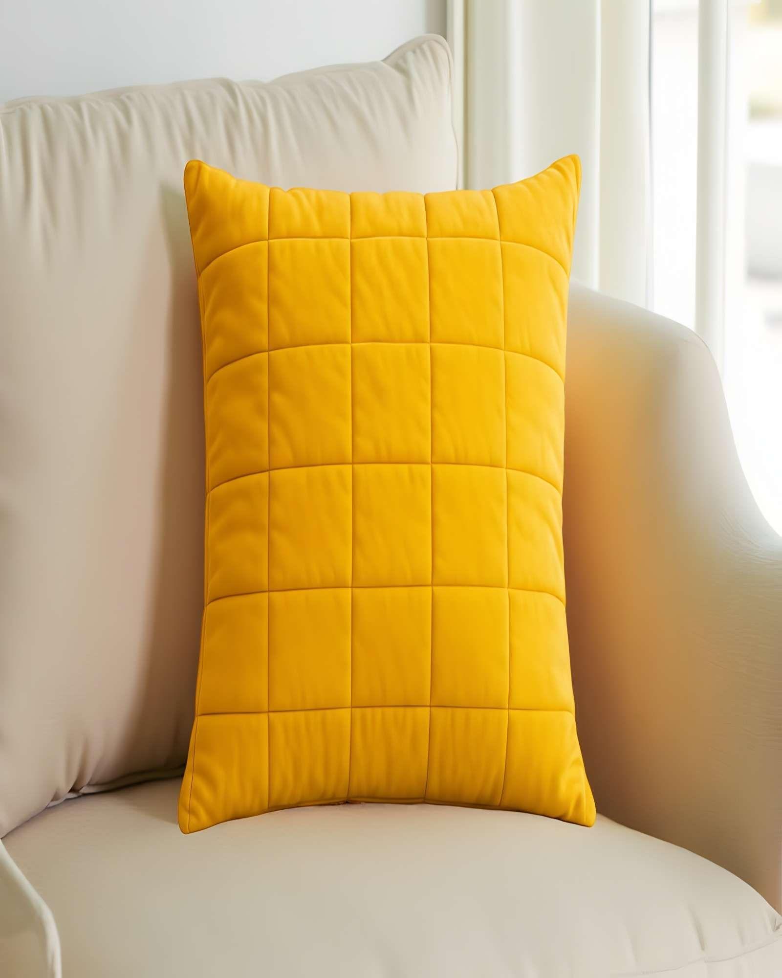 PACK DE 4 FUNDAS DE COJIN TERCIOPELO GRID 45X45 AMARILLO-2