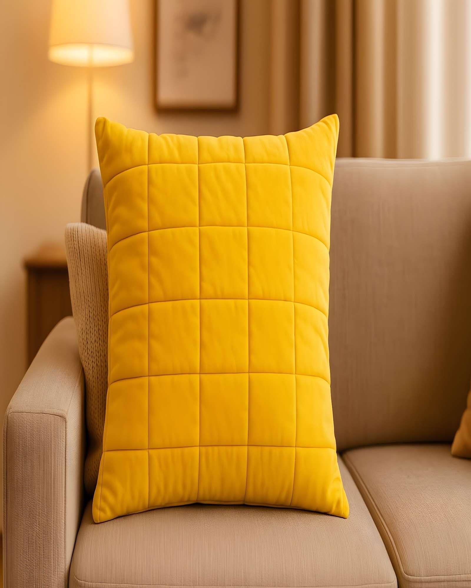 PACK DE 4 FUNDAS DE COJIN TERCIOPELO GRID 45X45 AMARILLO-3