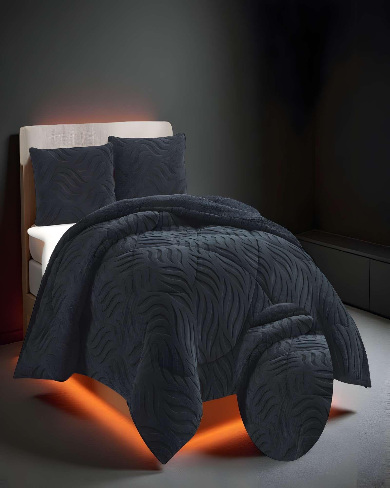 COBERTOR SHERPA TEXTURIZADO RB KING NEGRO-2