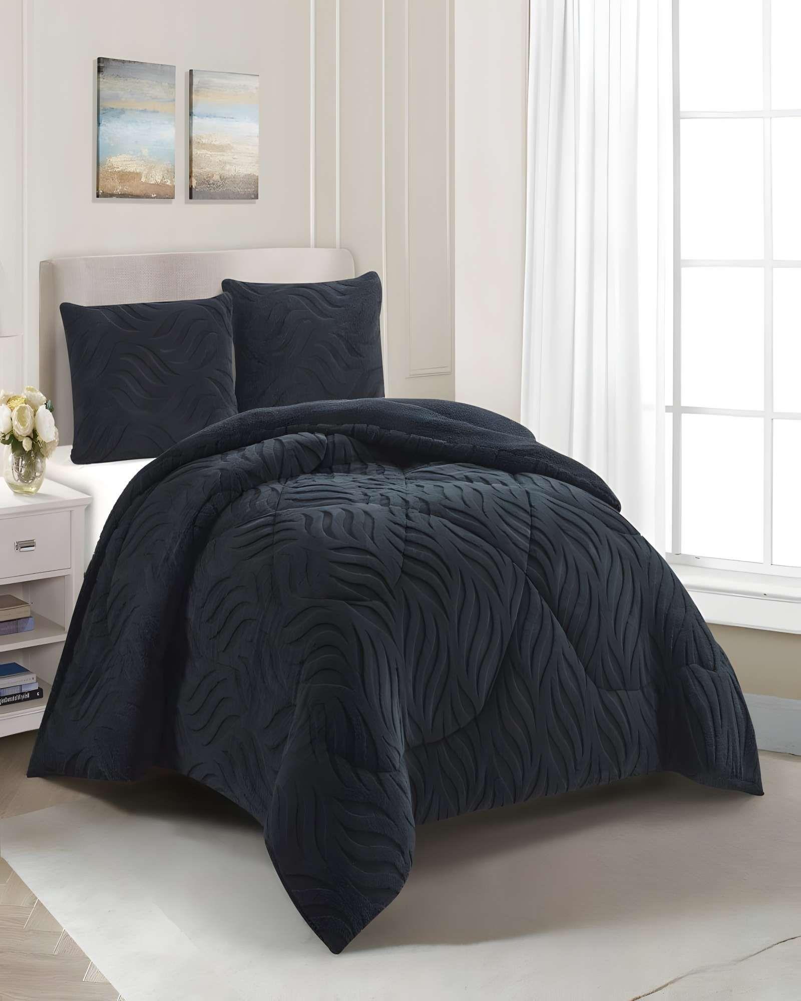 COBERTOR SHERPA TEXTURIZADO RB KING NEGRO-3