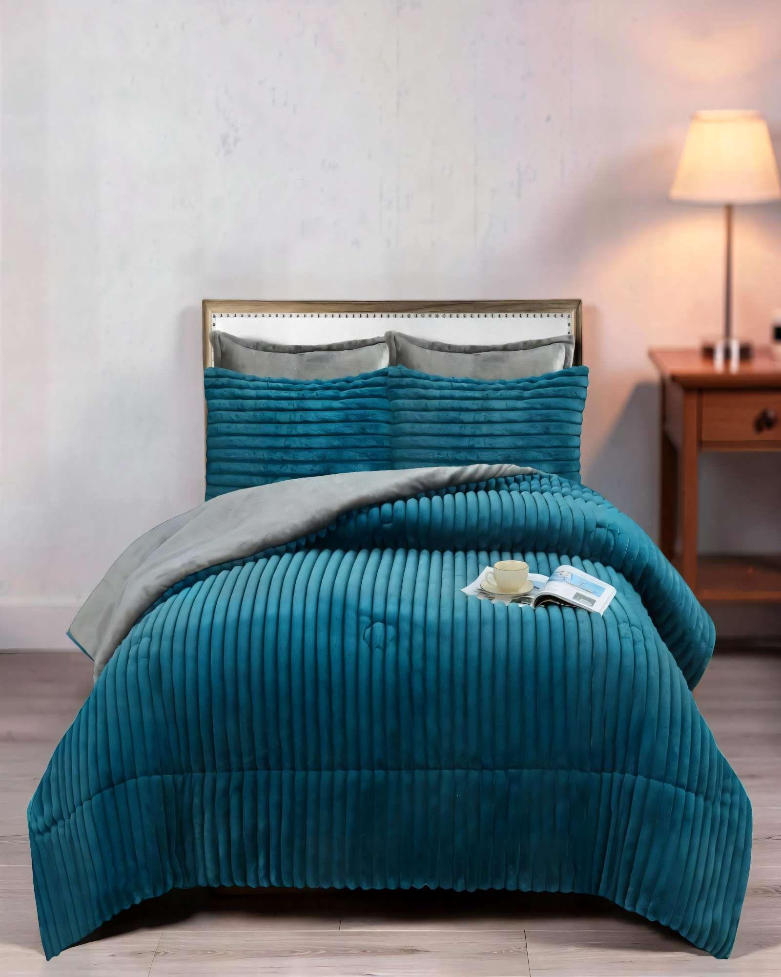 COBERTOR DE LINEARES CON CHIPORRO 2 PLAZA COLOR AZUL-2