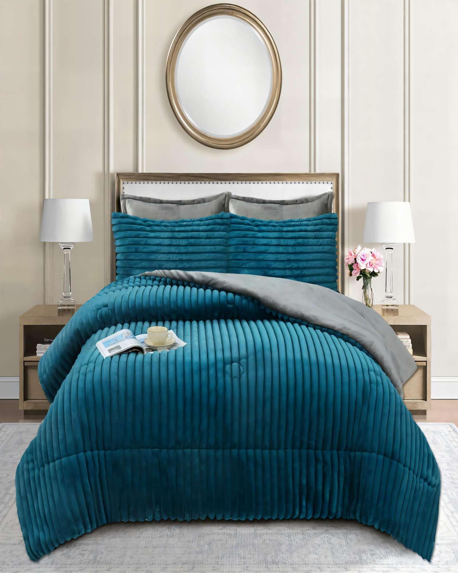 COBERTOR DE LINEARES CON CHIPORRO 2 PLAZA COLOR AZUL-3