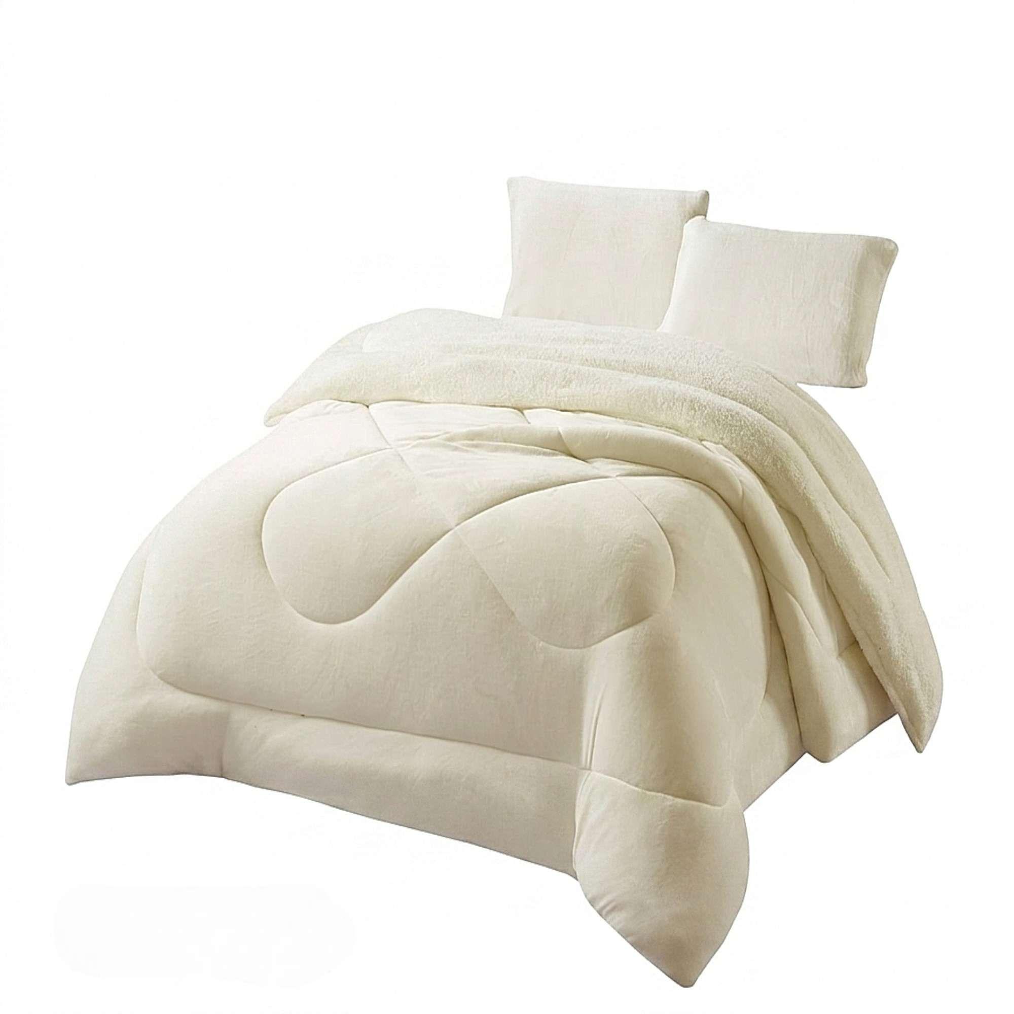 COBERTOR SHERPA PLUSH CS PLAZA Y MEDIA BLANCO INVIERNO-3