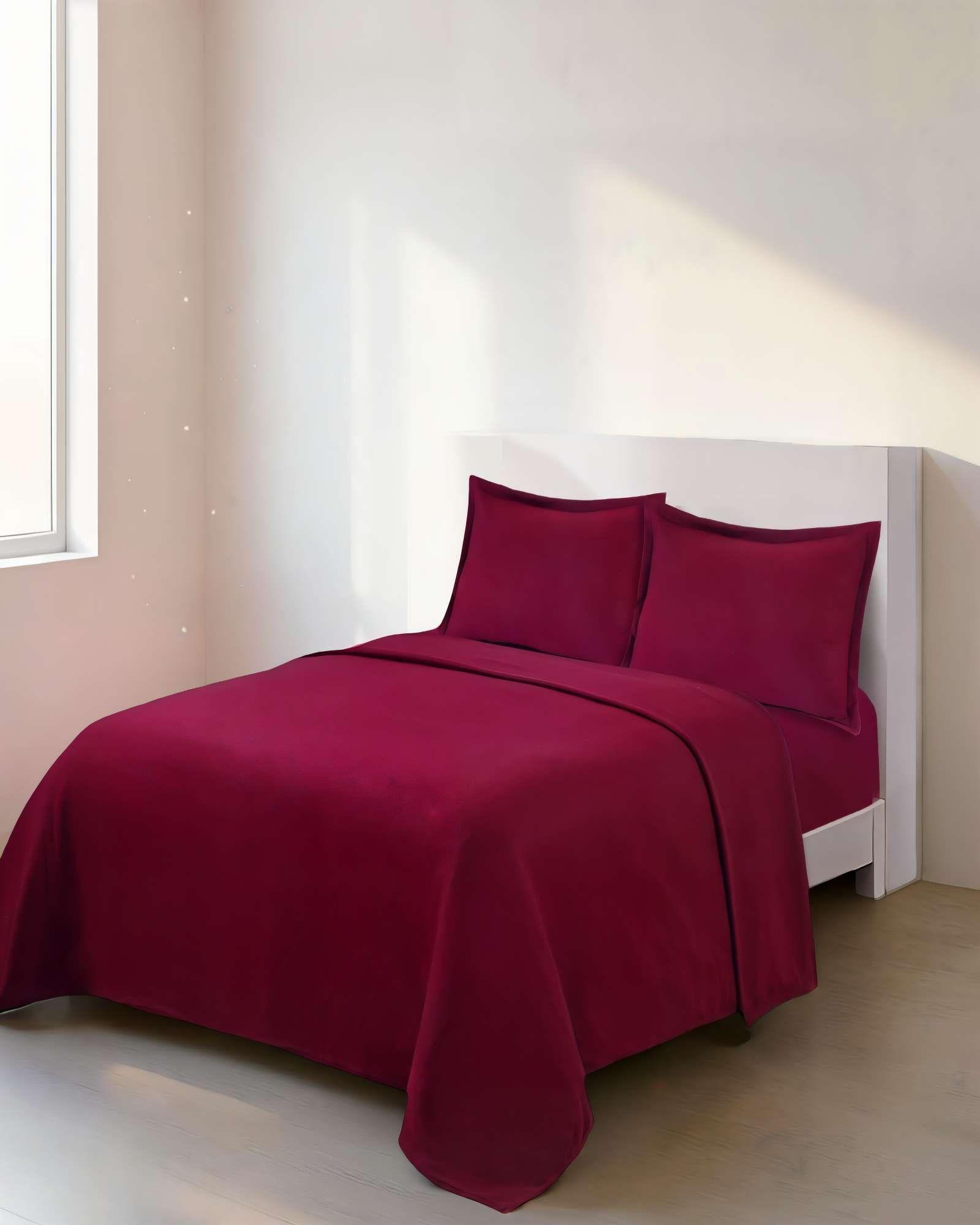 SABANA PREMIUM POLAR  2 PLAZAS  COLOR BURDEO-3