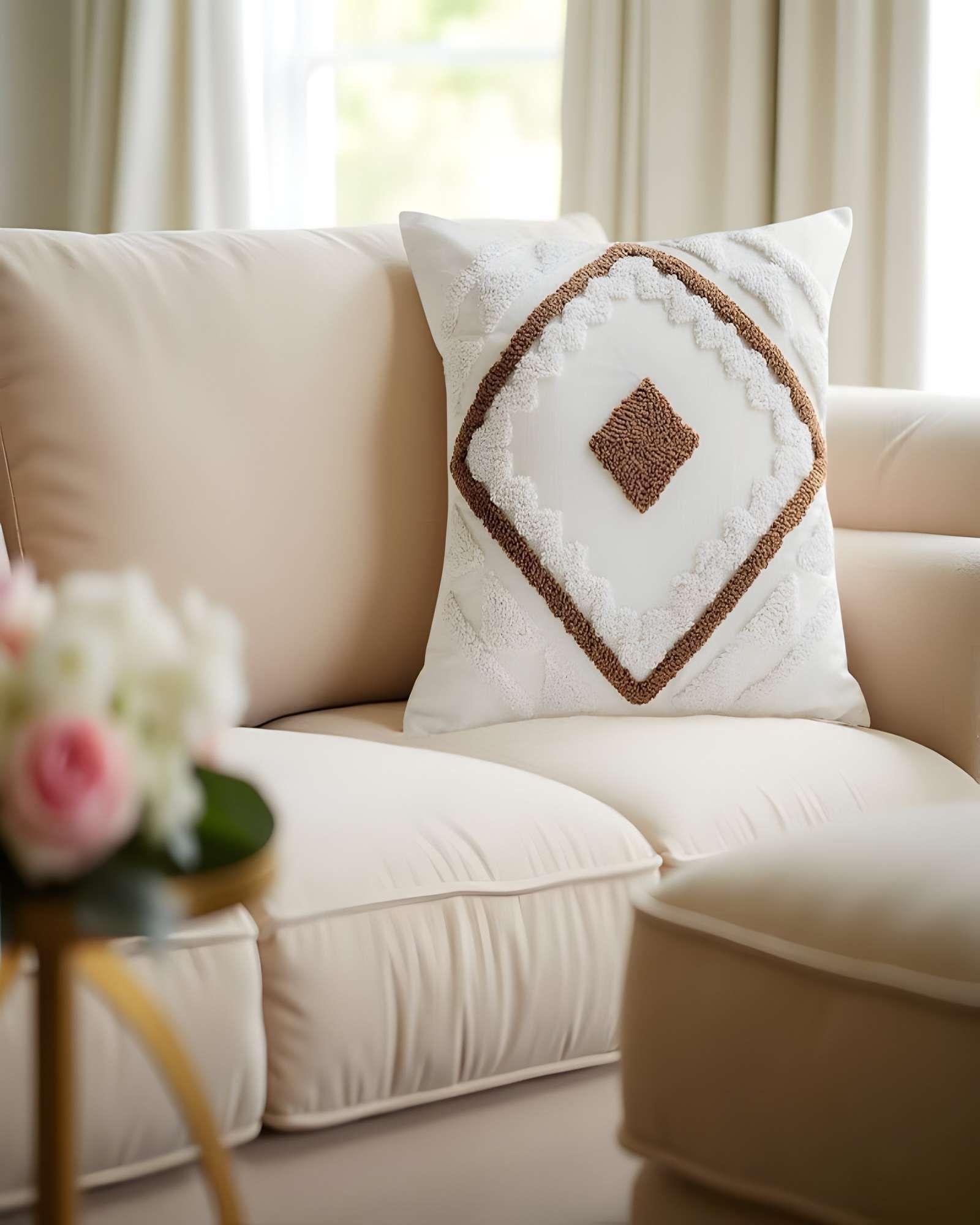 SET DE 4 FUNDAS DE COJIN TUFTING 45X45 CM BLANCO 01-3