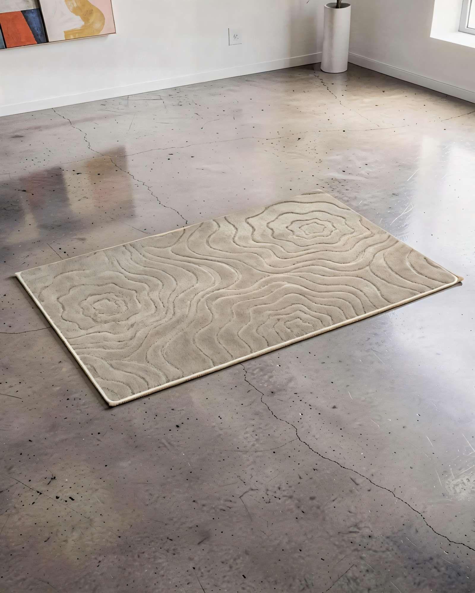 SET DE 2 ALFOMBRAS  DECORATIVA DE ONDAS 80CMX120CM COLOR BEIGE-3