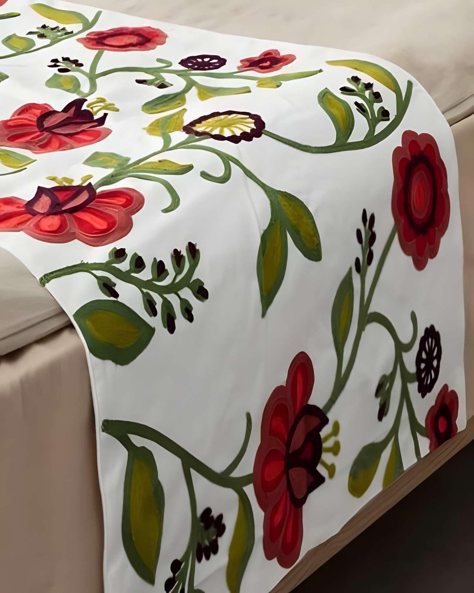 SET DE PIECERA BORDADA CON DOS FUNDAS BLANCO 10-4